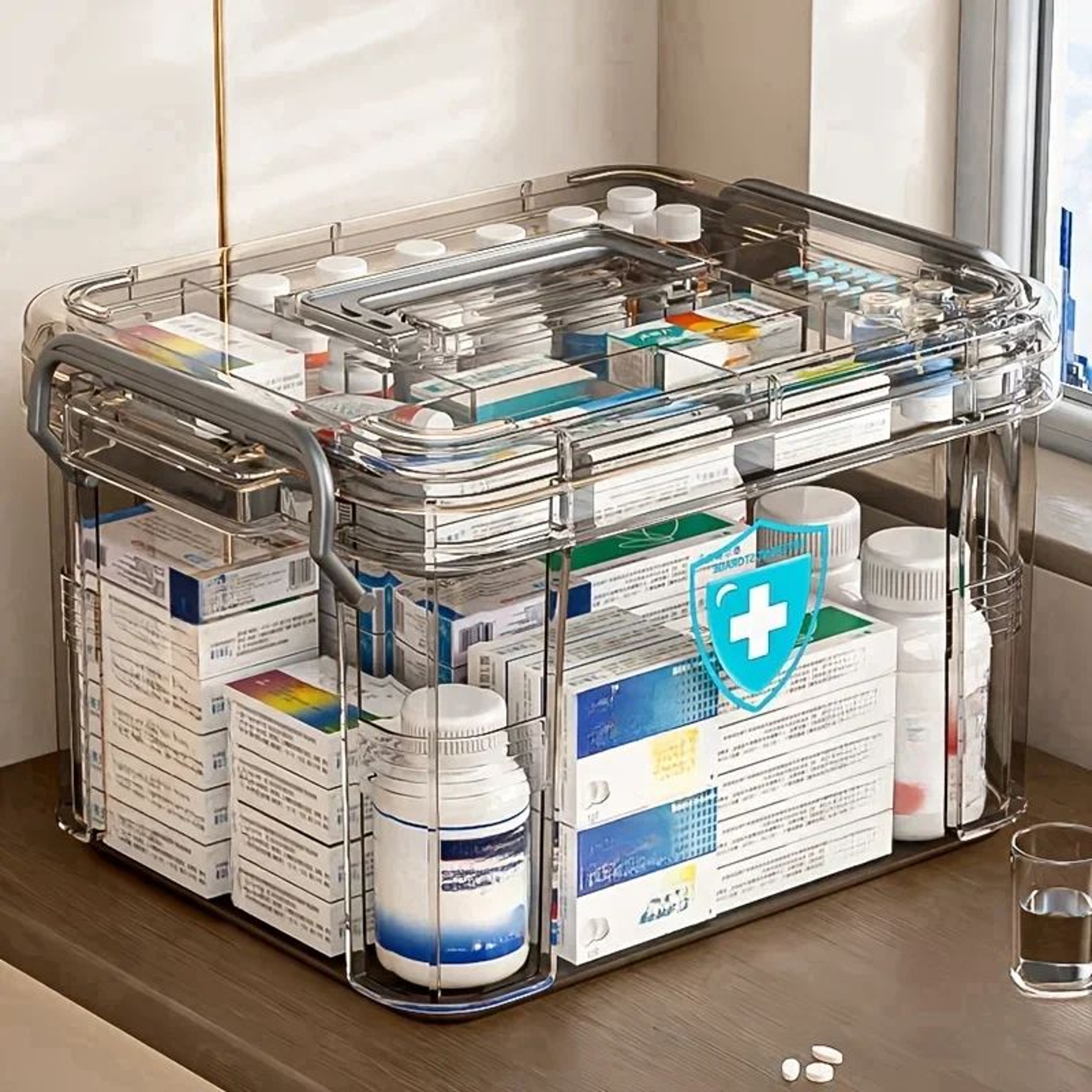 ClearView Plastic First Aid Storage Box With Removable Tray  Thickened Medicine Organizer Chest 4