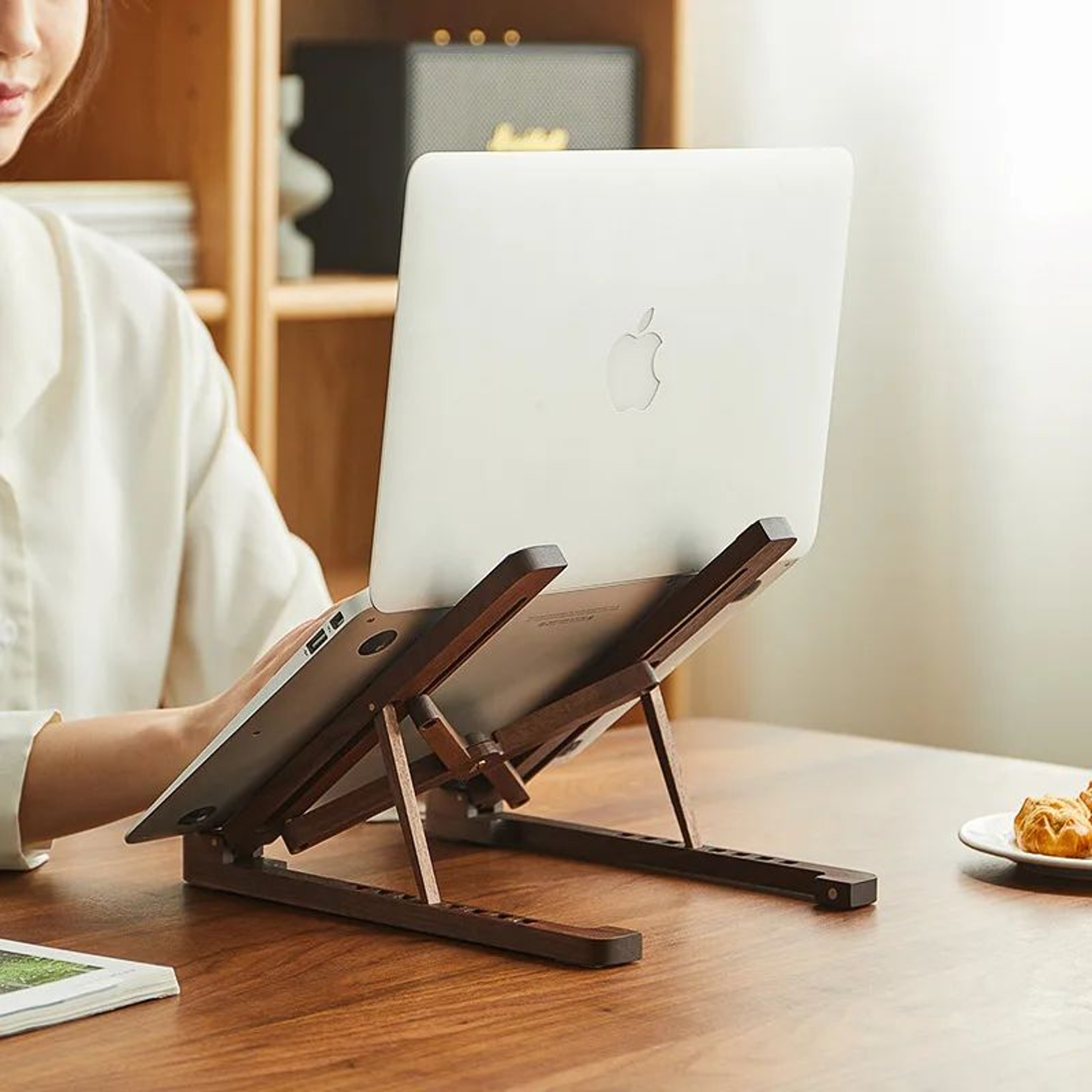 ErgoWood Foldable Laptop Stand  8Level Height Adjustable Wooden Notebook Holder For 1117 In Laptops 3