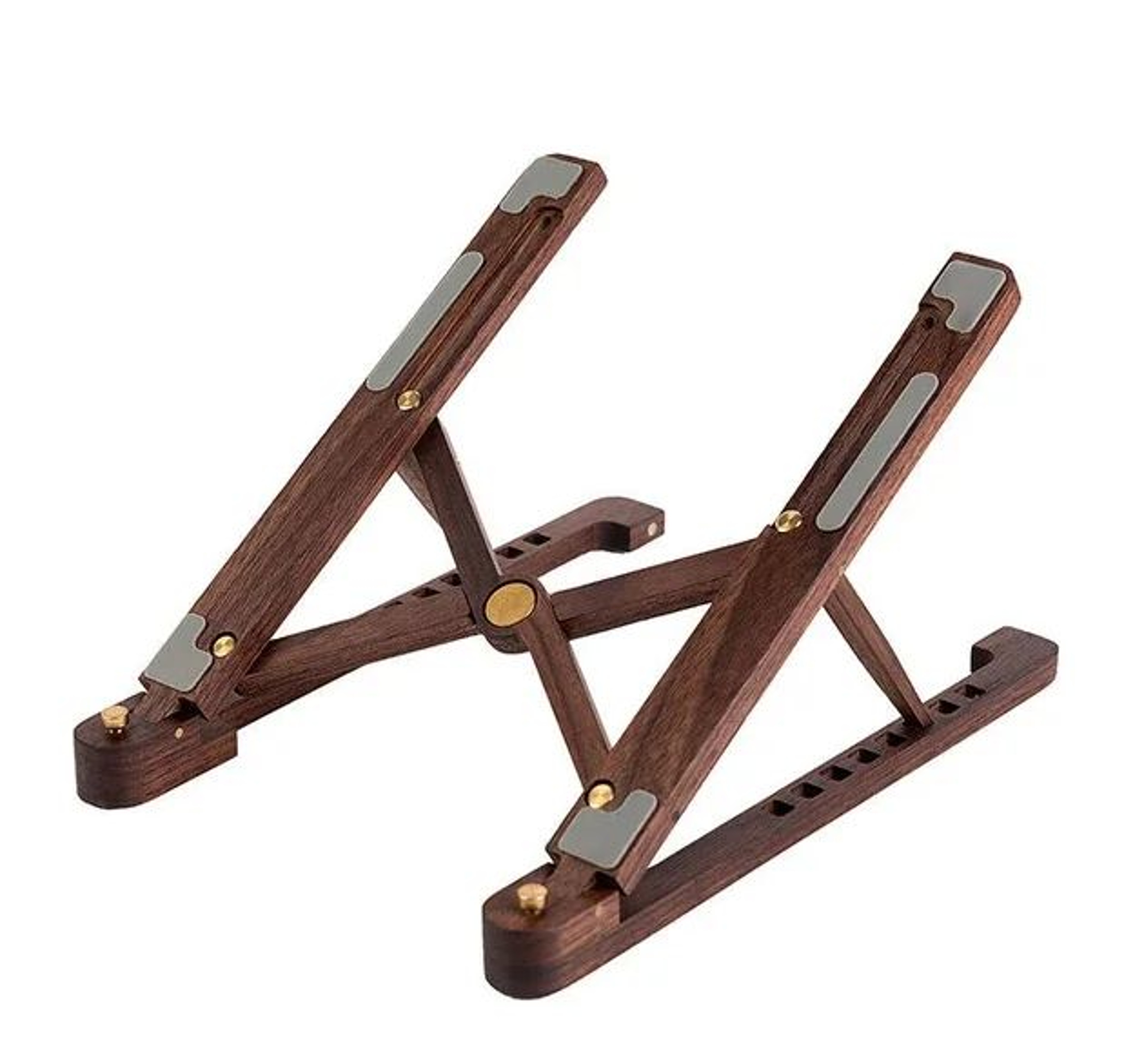 ErgoWood Foldable Laptop Stand  8Level Height Adjustable Wooden Notebook Holder For 1117 In Laptops 8