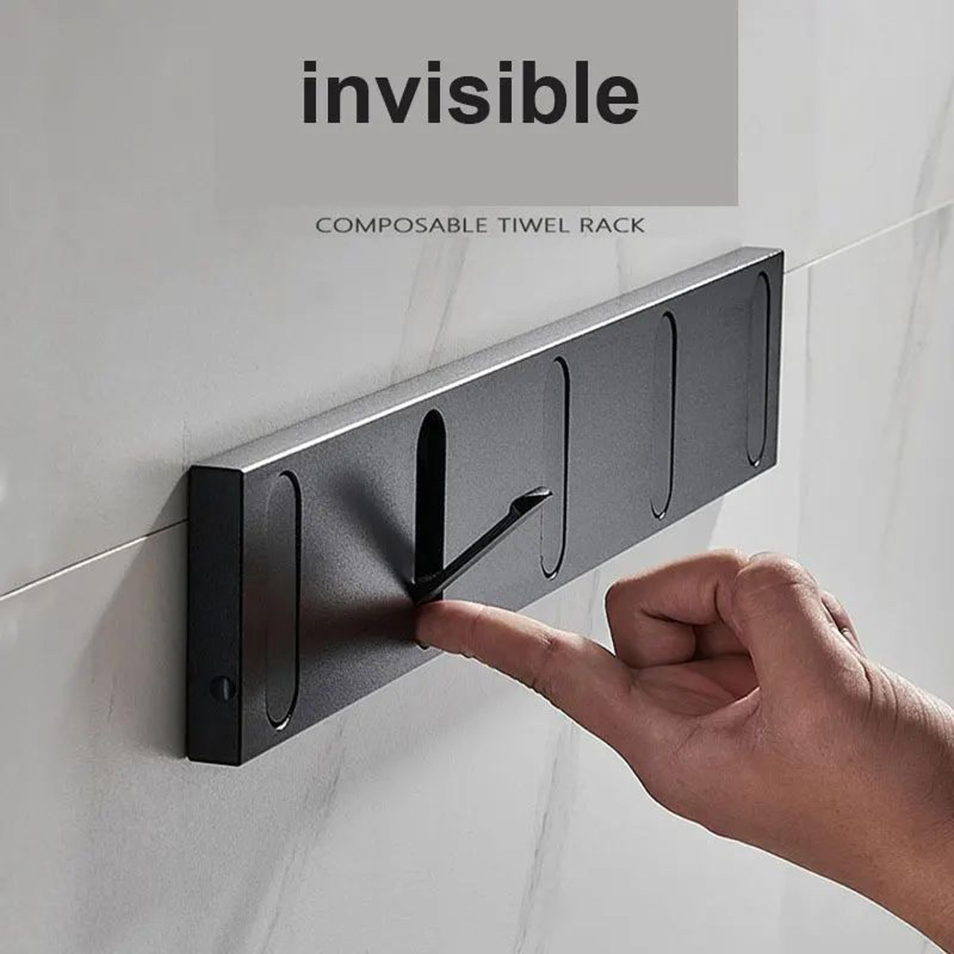 FlexHide Invisible Folding Wall Hooks  Space Aluminum SelfClosing Coat  Towel Hanger 0