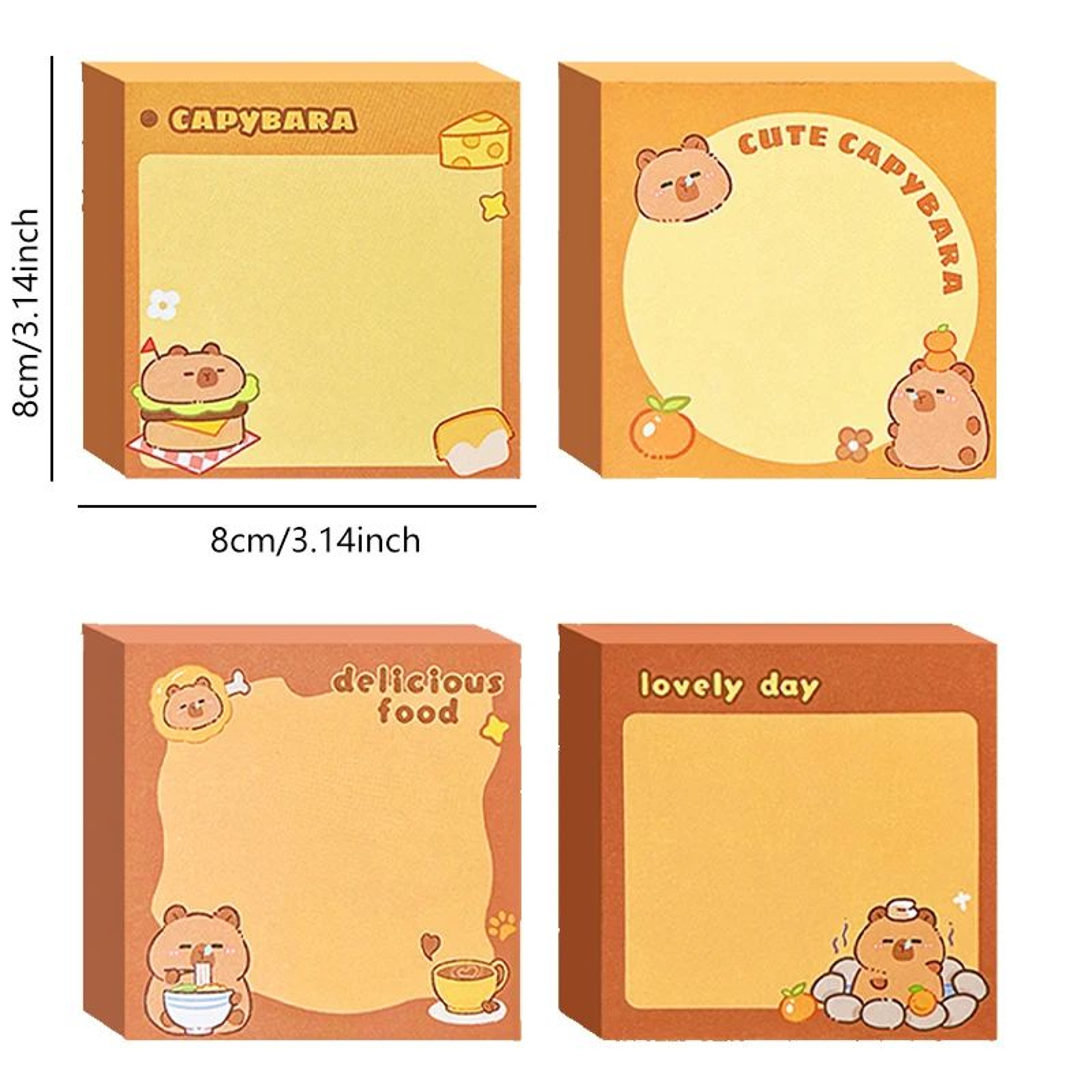 Cute Capybara Memo Pad Set  Cartoon Message Notes  Creative Desk Stickers 3