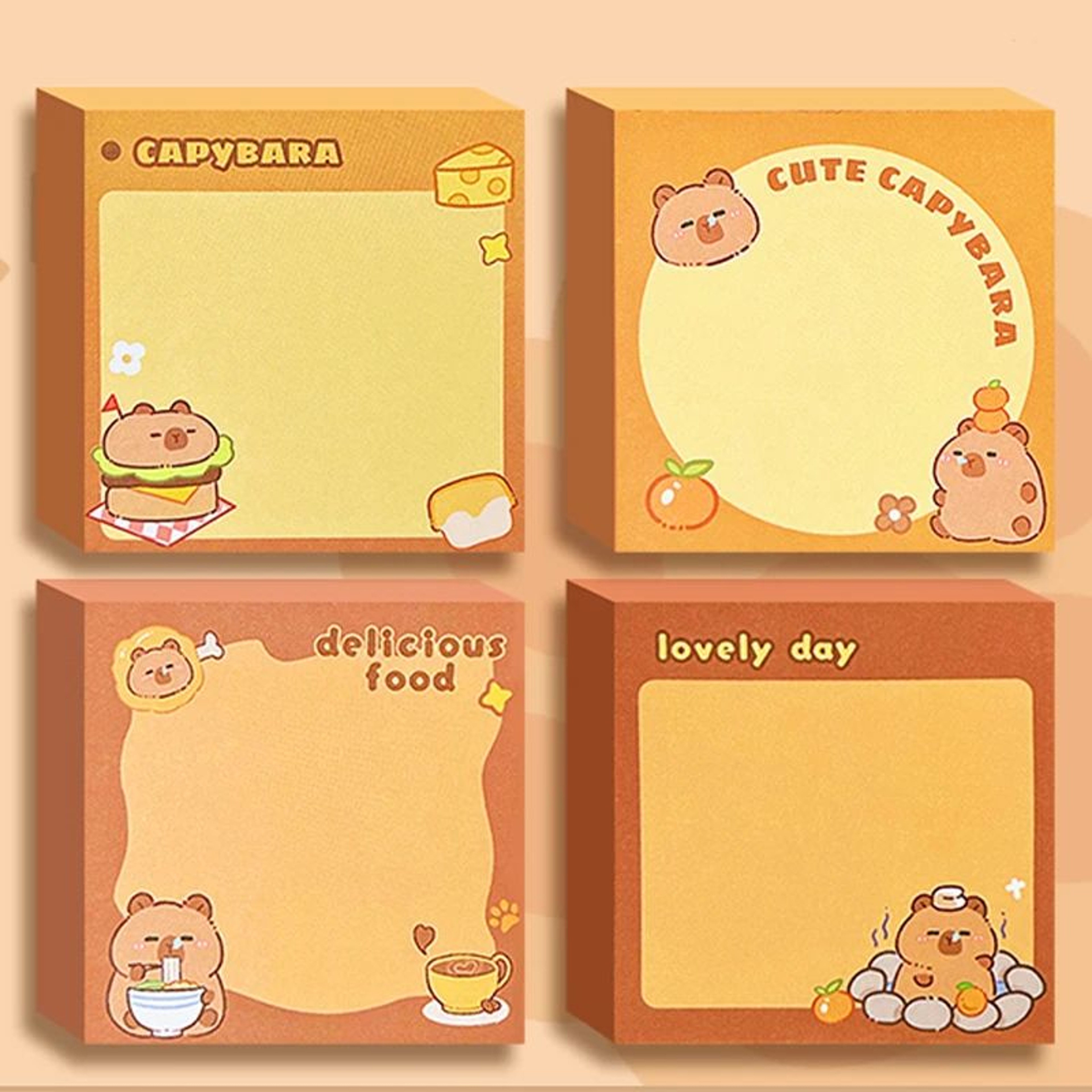 Cute Capybara Memo Pad Set  Cartoon Message Notes  Creative Desk Stickers 10