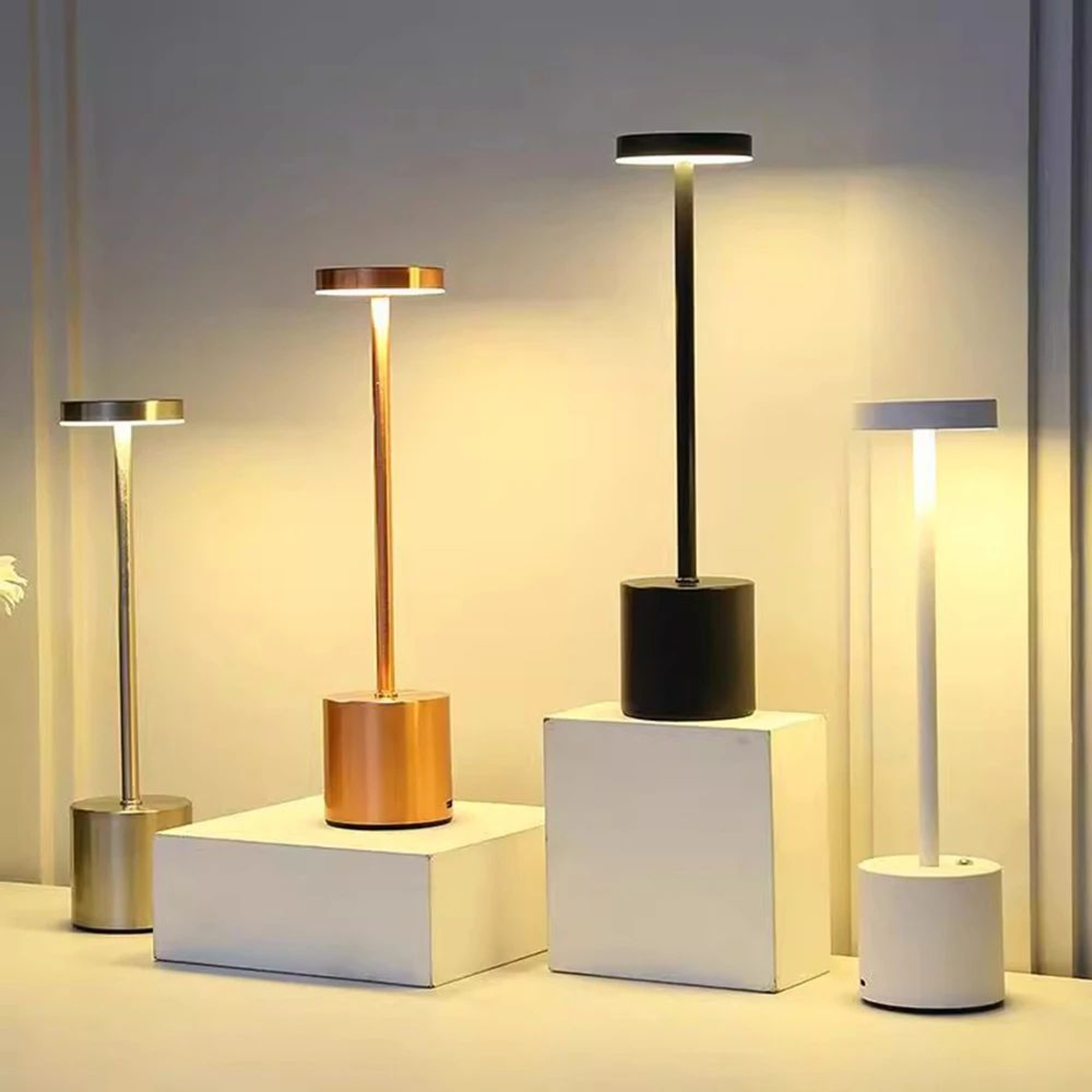 Rechargeable Cordless LED Table Lamp  3Color Dimmable Touch Bedside Lamp 5