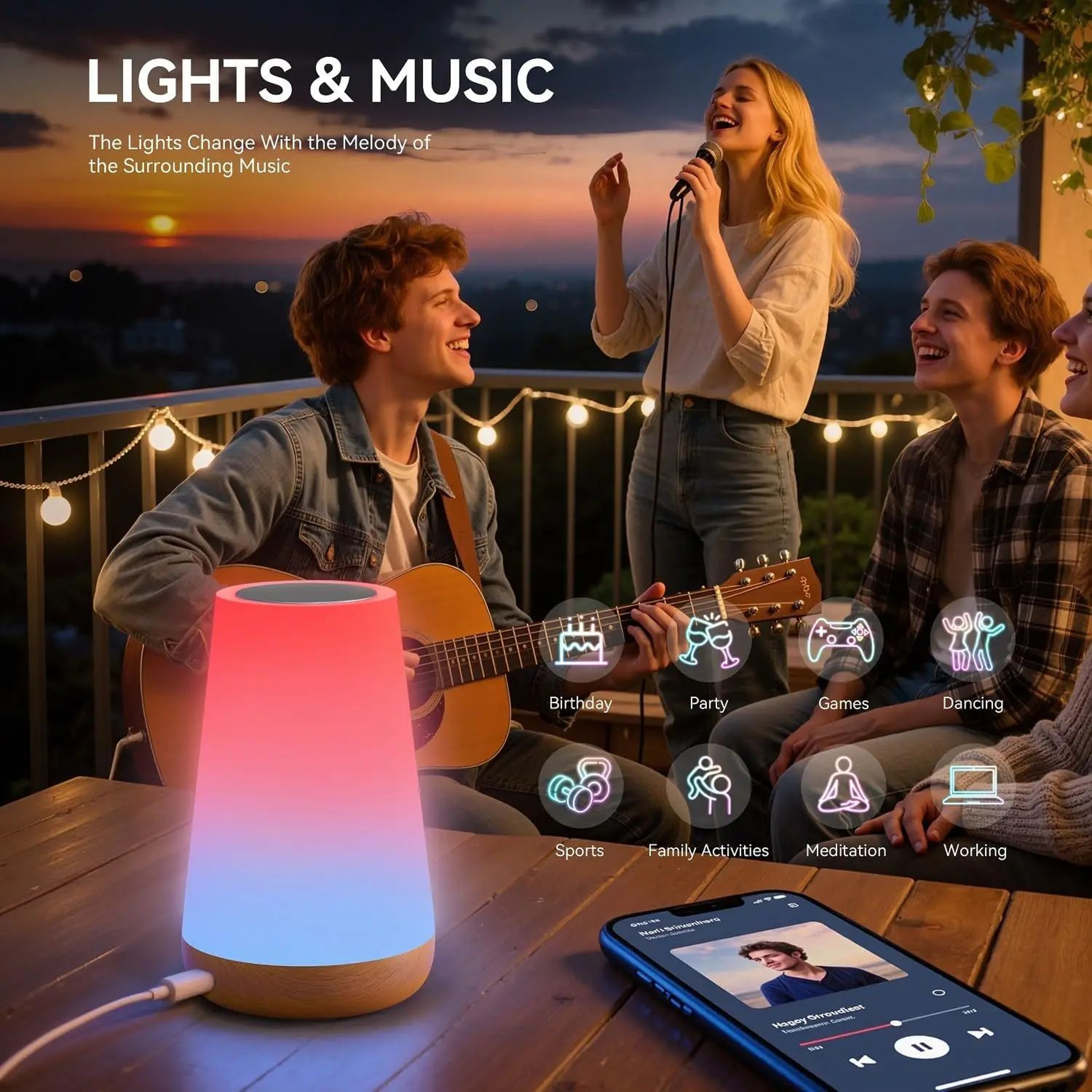 Tuya Smart WiFi RGB Bedside Lamp  App  Voice Control Ambient Night Light 4