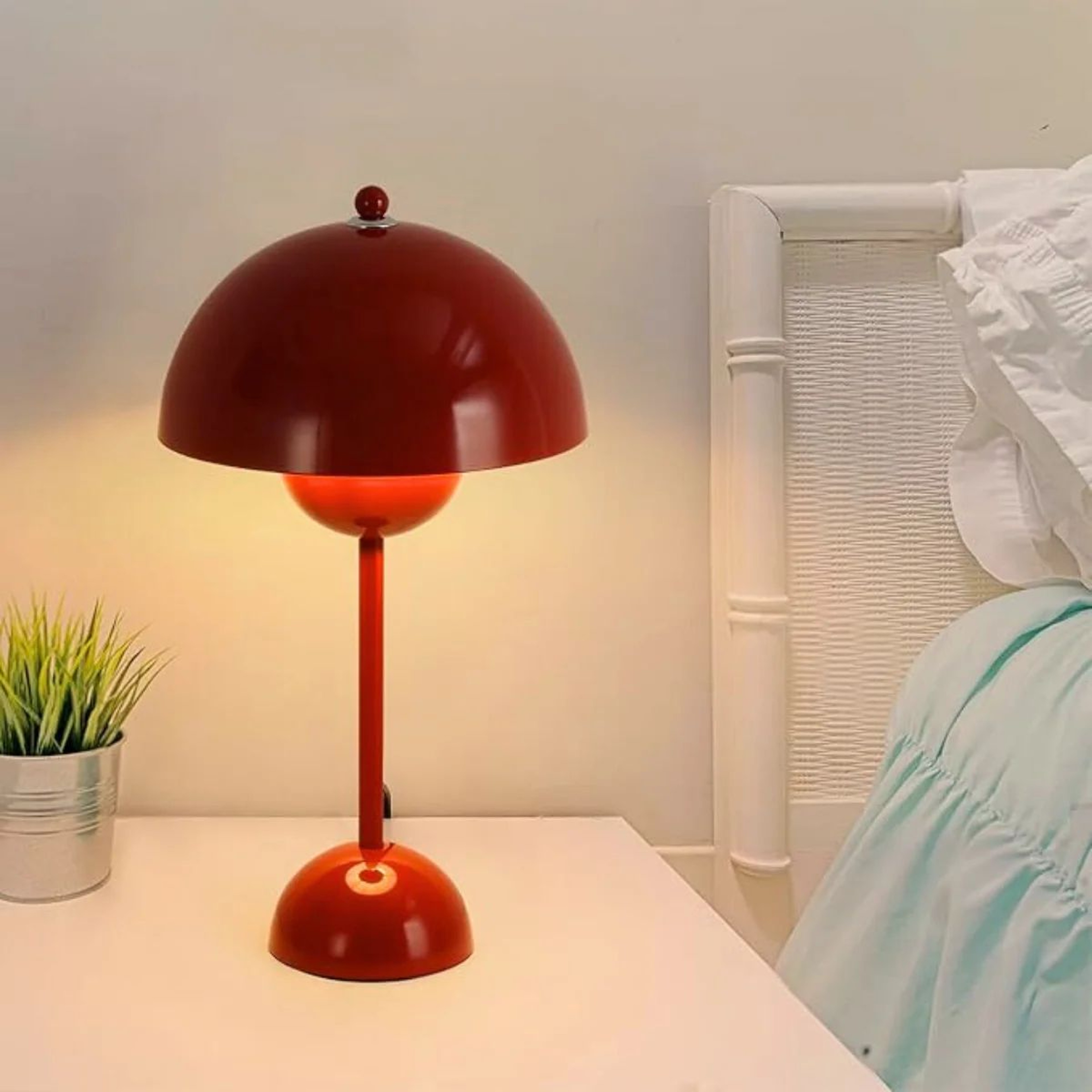 USB Rechargeable LED Flower Bud Touch Lamp  3Color Dimmable Bedside Table Light 4