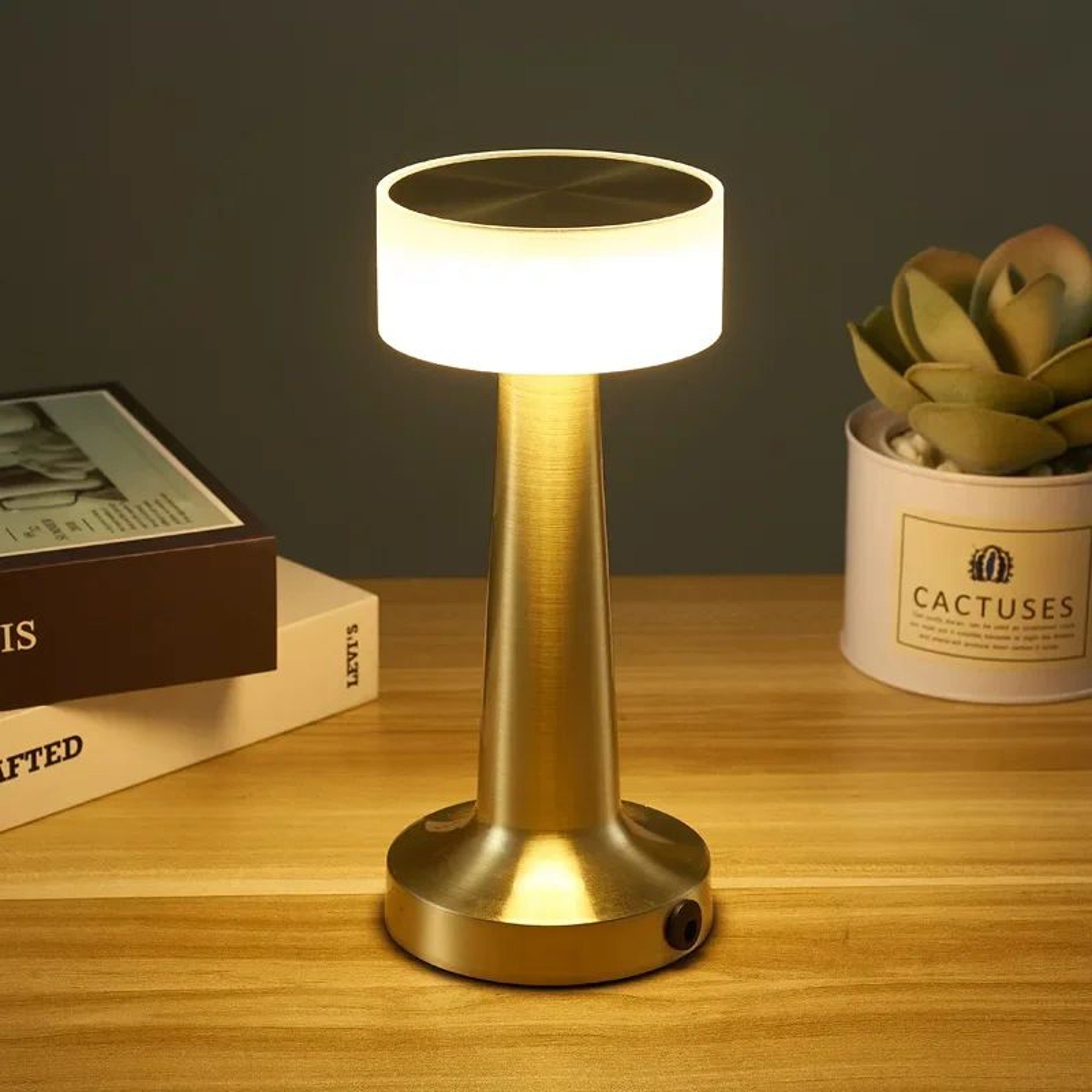 Rechargeable LED Bar Table Lamp  Gold Touch Dimmable Wireless Night Light 3