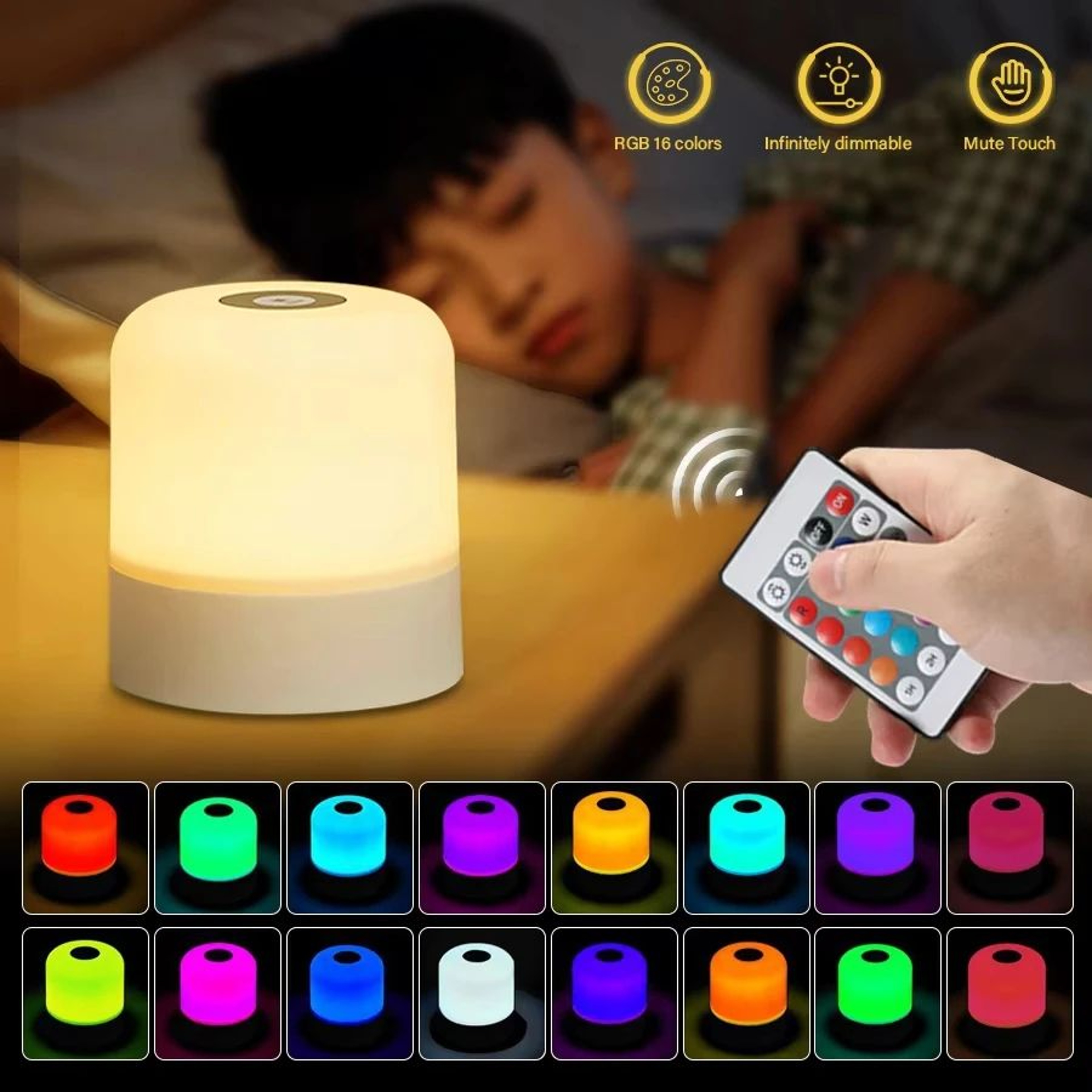 13Color LED Touch  Remote Table Lamp  Rechargeable Dimmable Bedside Night Light 0