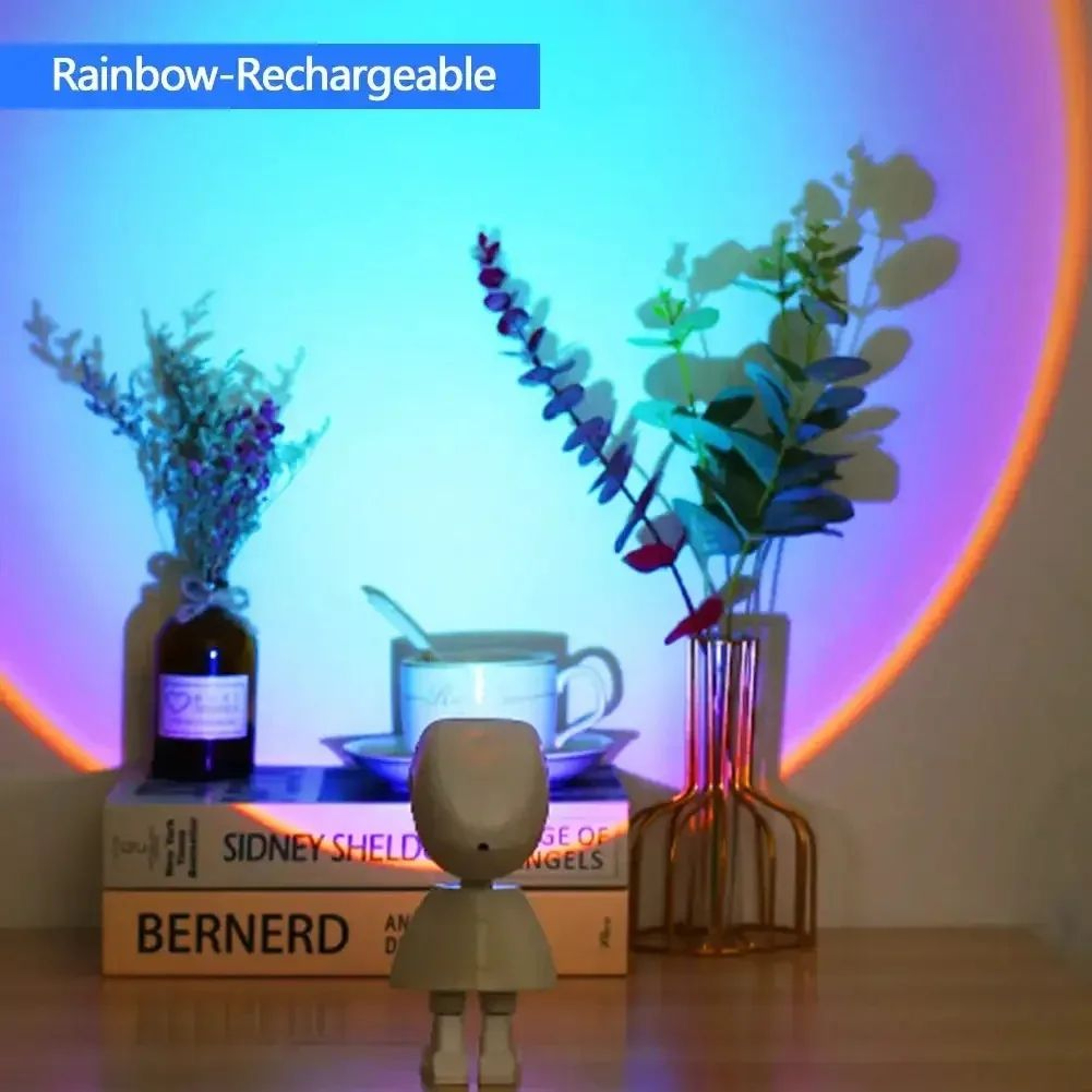 Rechargeable Astronaut Rainbow Sunset Projection Night Light  360 Rotating Color Atmosphere Lamp 8