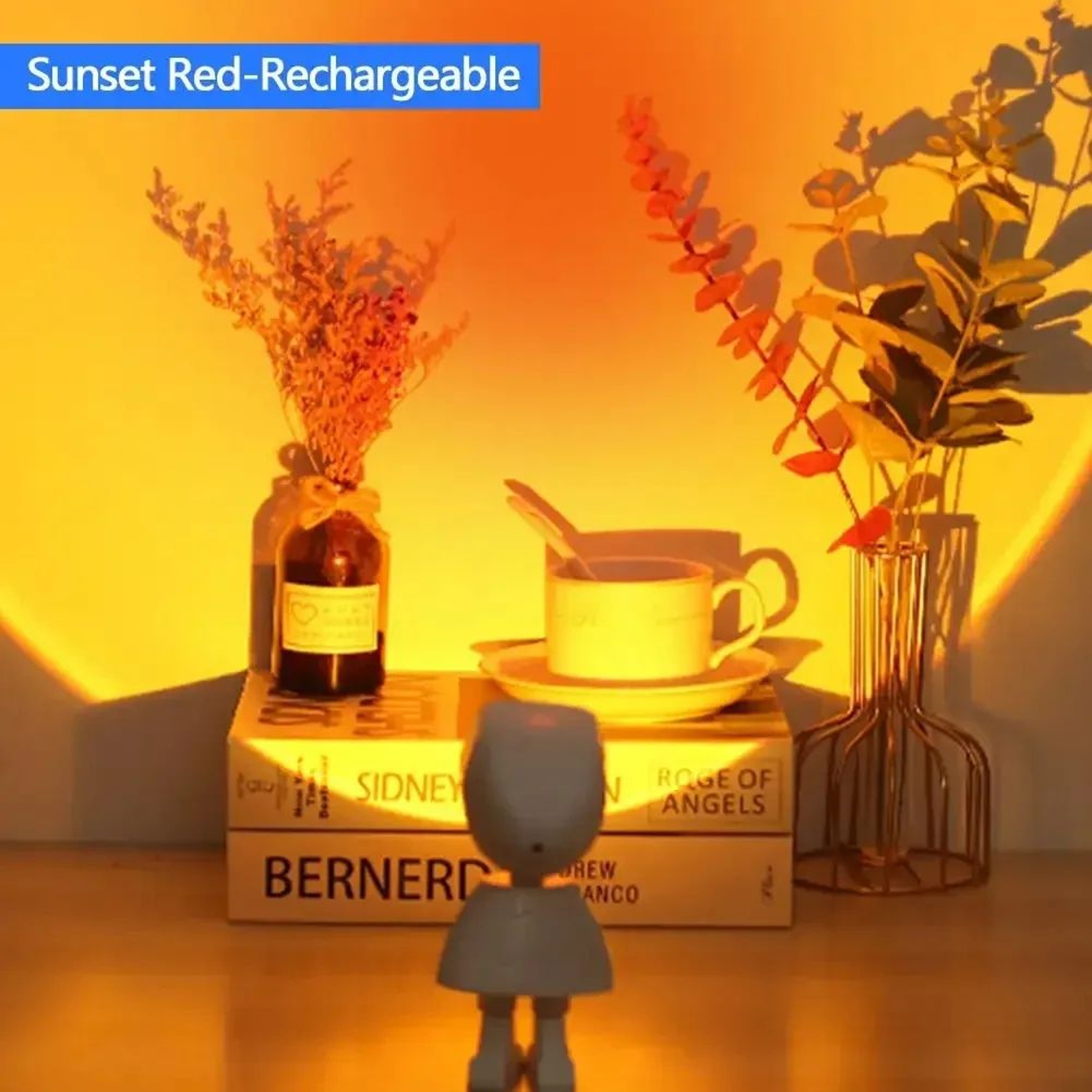 Rechargeable Astronaut Rainbow Sunset Projection Night Light  360 Rotating Color Atmosphere Lamp 9
