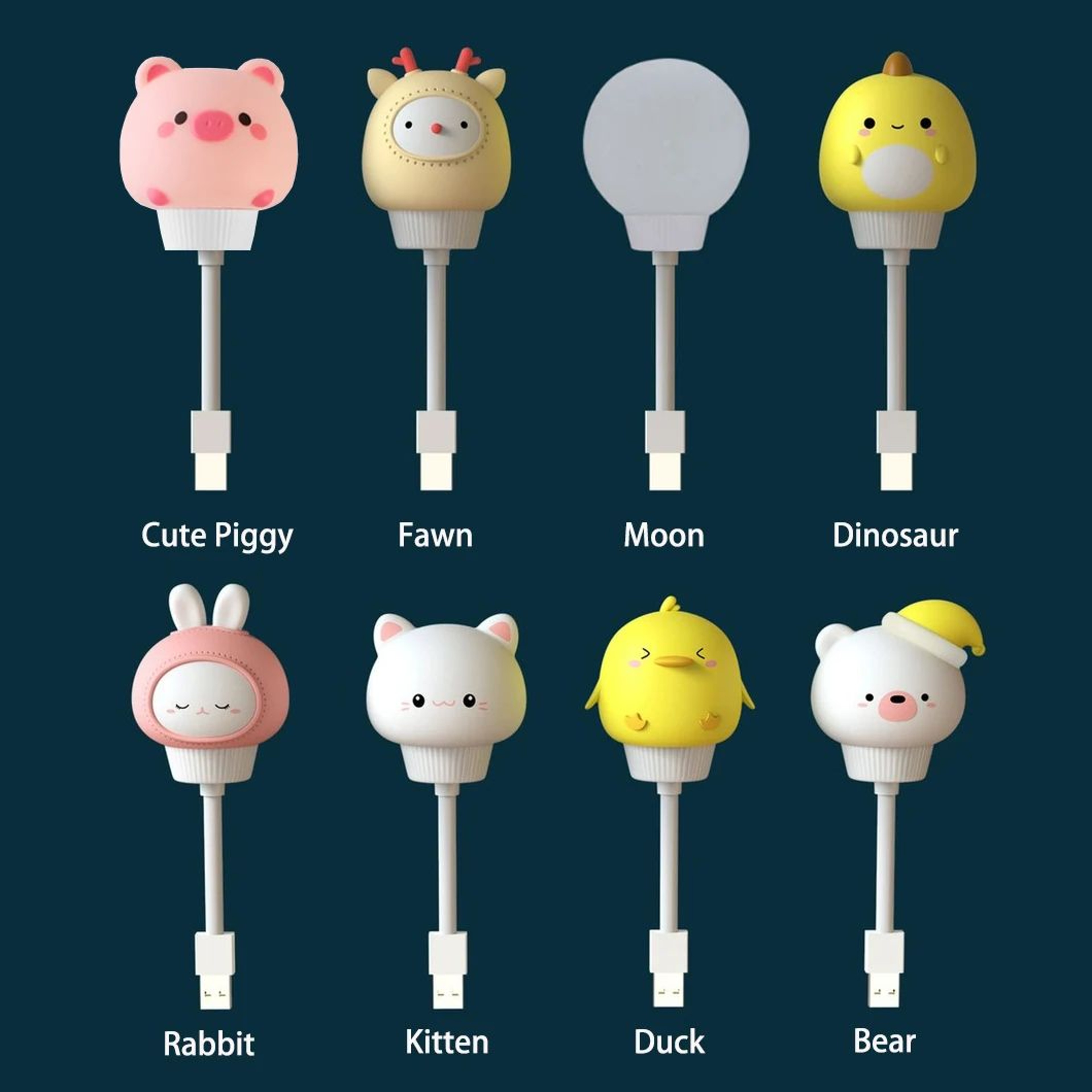 Cute Cartoon USB LED Night Light With Remote Control  Dimmable Bear Chick Kitten Bedside Lamp For K 1