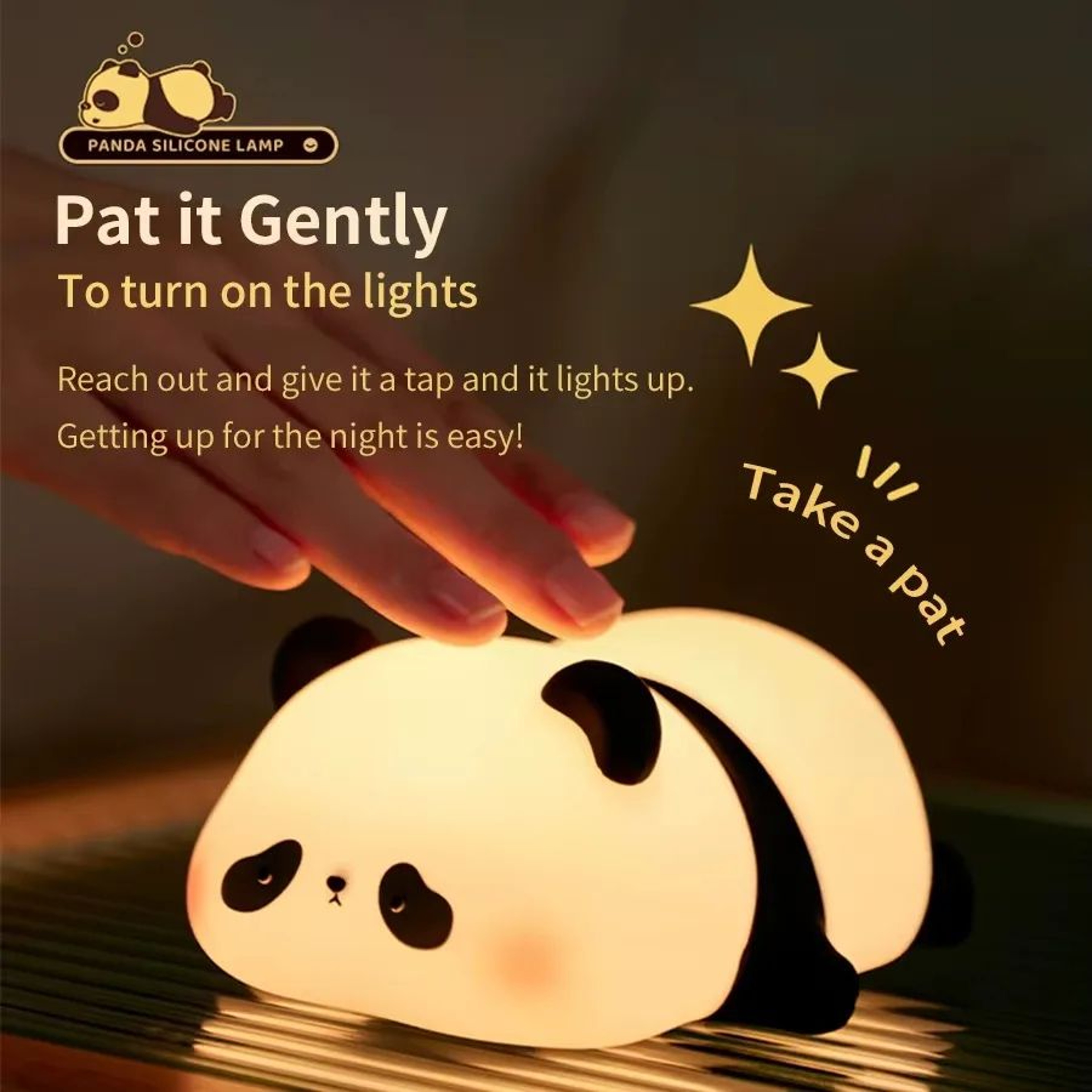 Cute Panda Silicone Rechargeable Night Light  Touch Sensor Dimmable LED Bedside Lamp For Kids 4