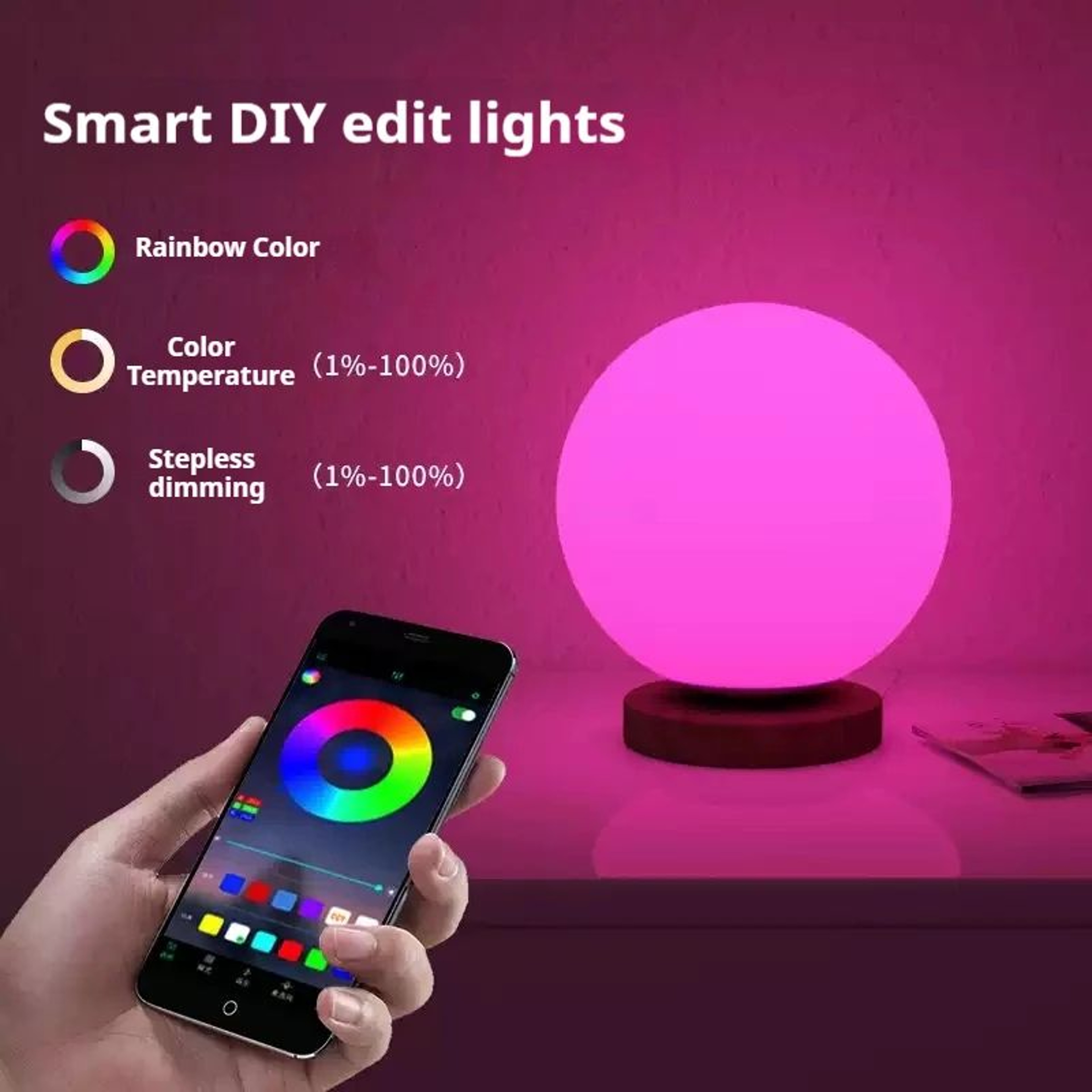 RGB Color Changing Rechargeable LED Table Lamp  USB Bedside Night Light For Bedroom  Home Office 1
