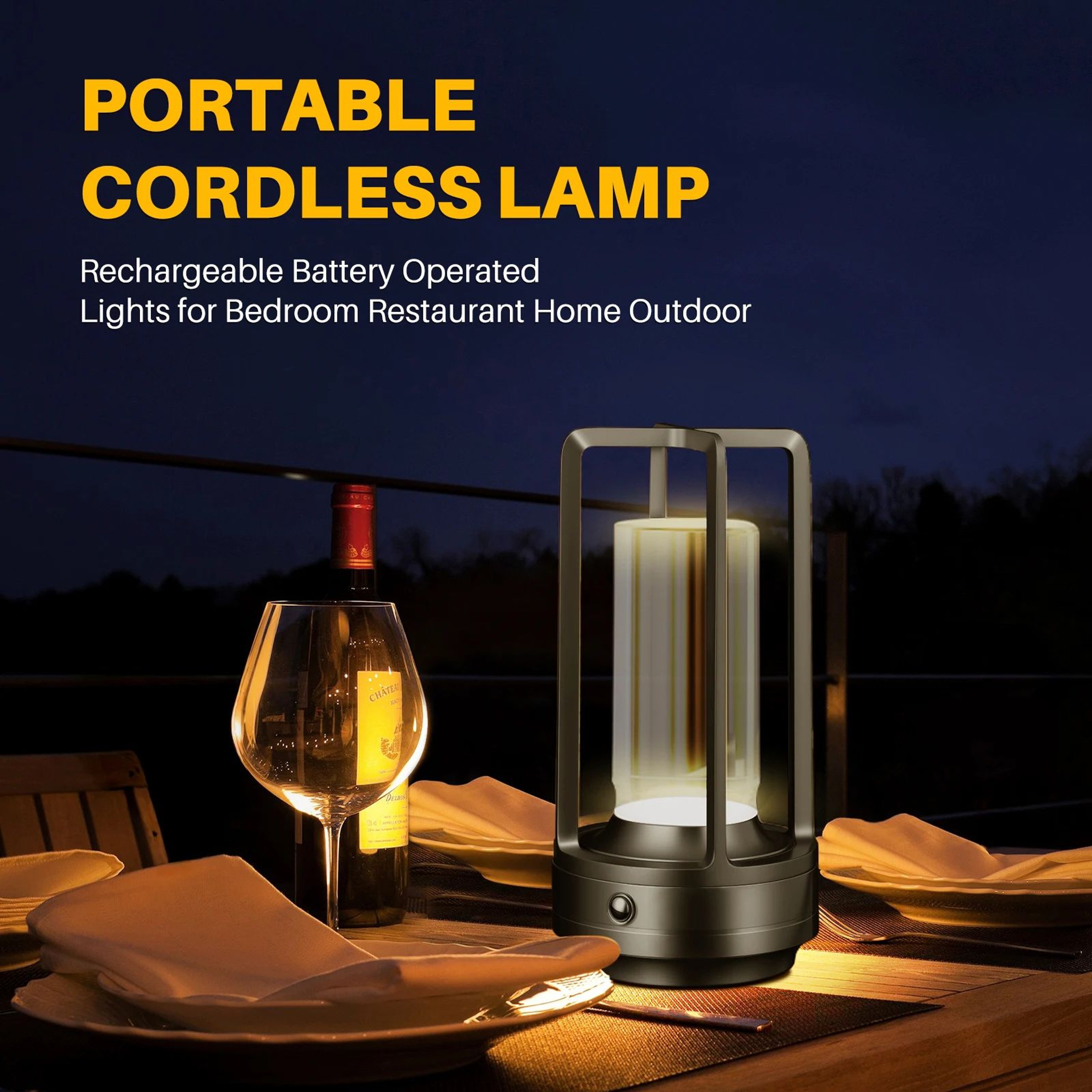 GGbingo Cordless Rechargeable LED Table Lamp  Touch Control Dimmable Ambient Desk  Outdoor Camping  3