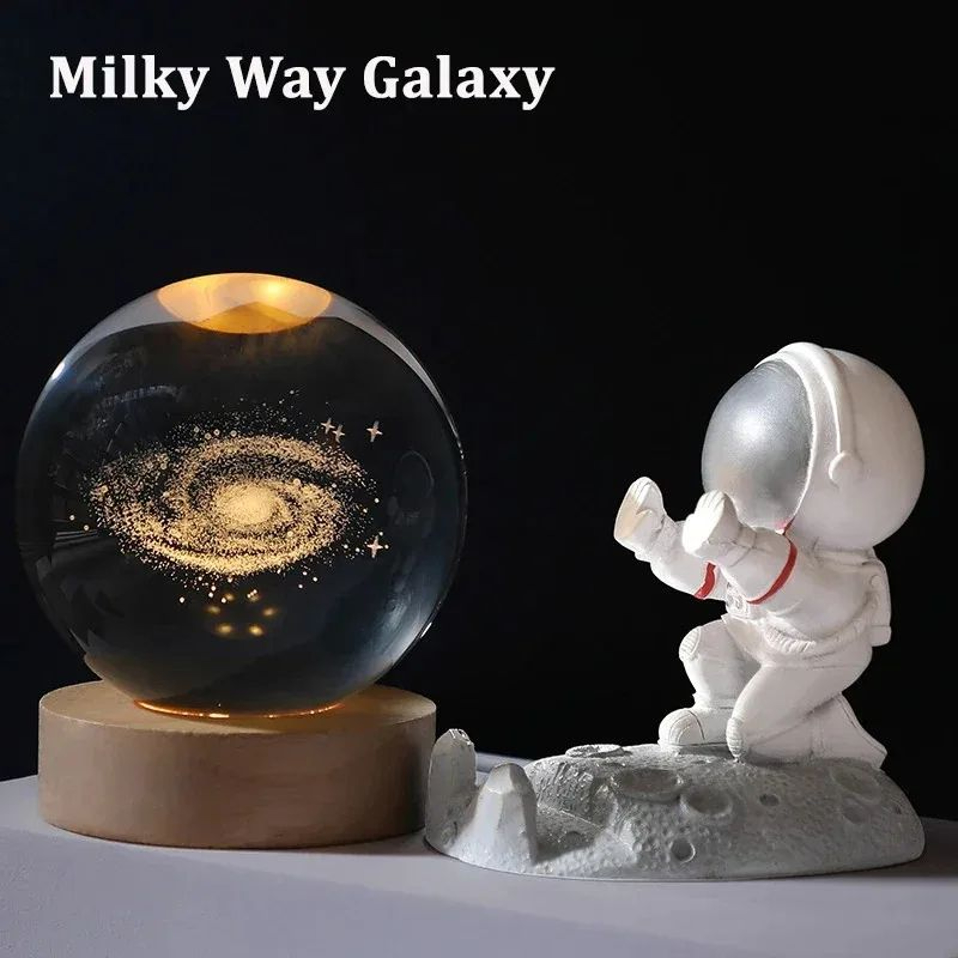 3D Crystal Ball Solar System LED Night Light  Astronaut Moon Planet Glass Globe Decor 4