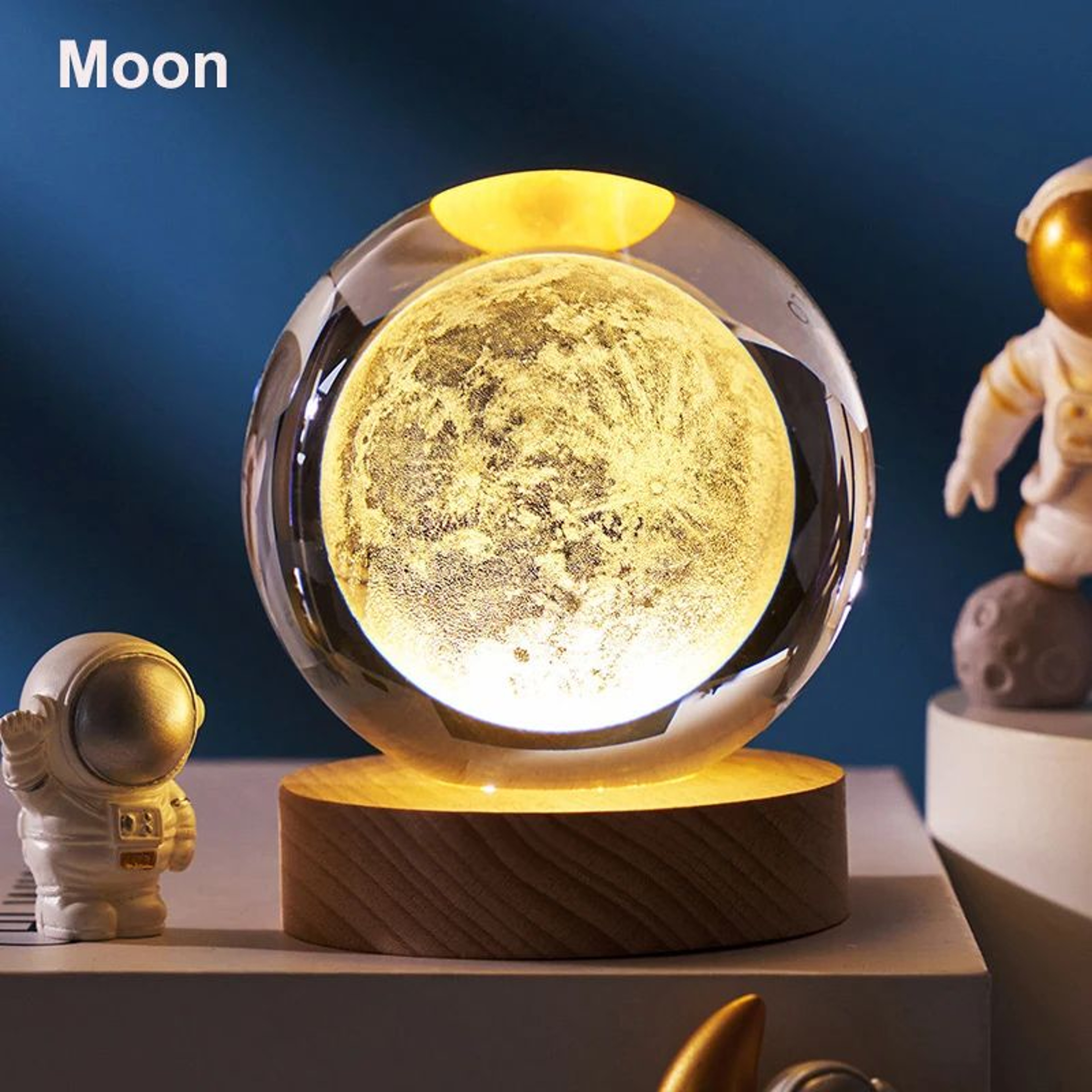 3D Crystal Ball Solar System LED Night Light  Astronaut Moon Planet Glass Globe Decor 8