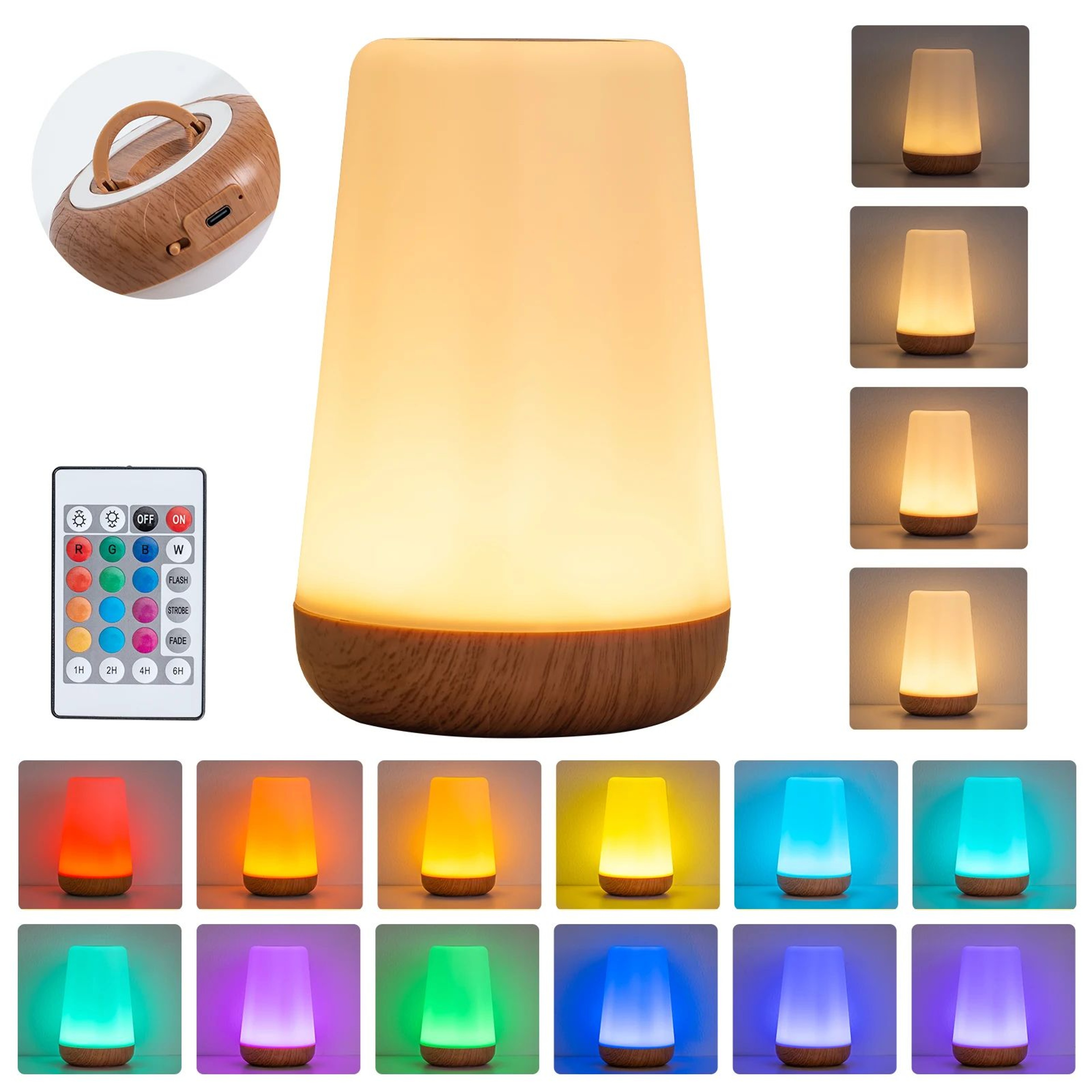 GGbingo RGB Touch Control LED Night Light  13 Color Changing Dimmable Bedside Lamp With Remote 6