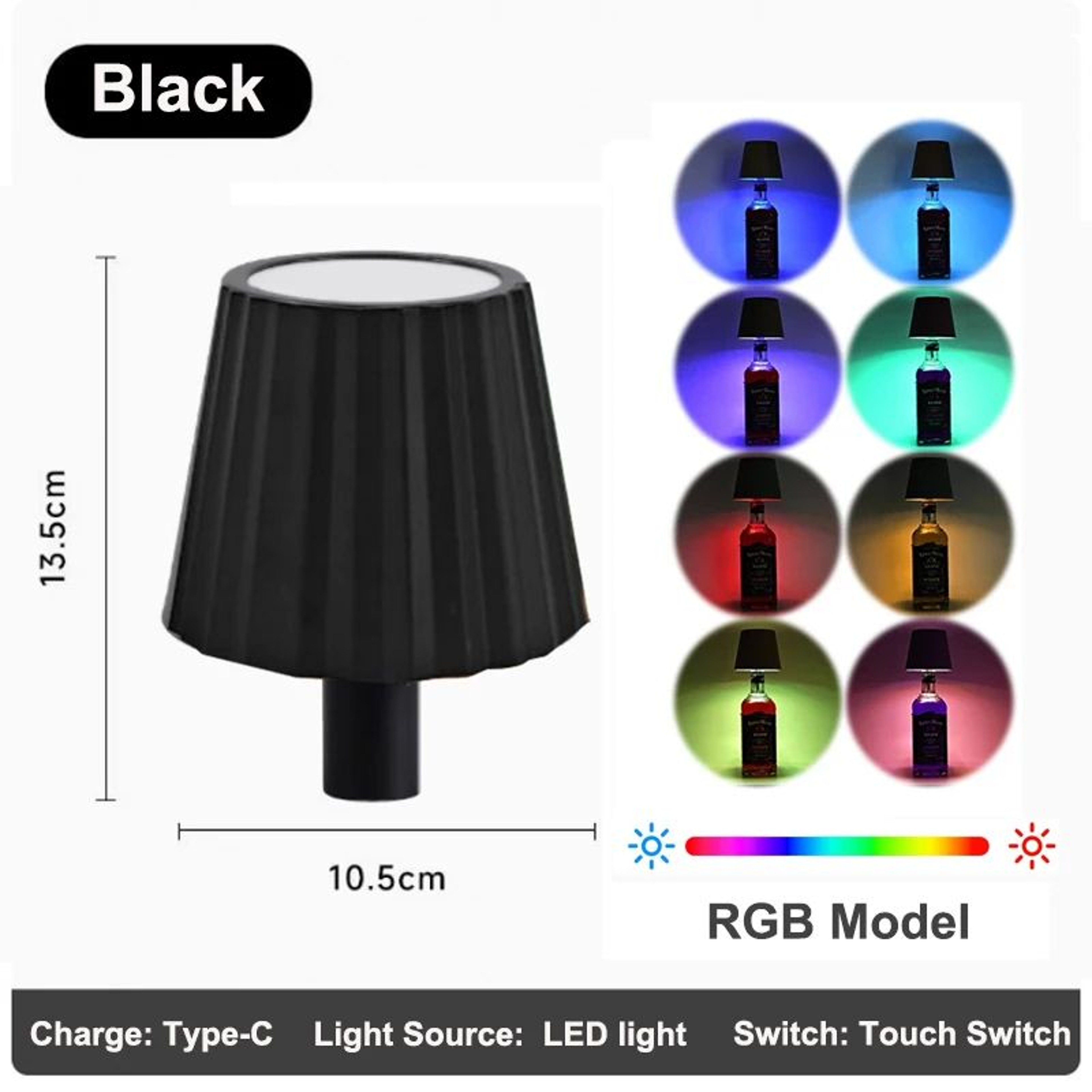 RGB Rechargeable LED Bottle Table Lamp  Touch Control Dimmable Wireless Wine Bottle Light 8