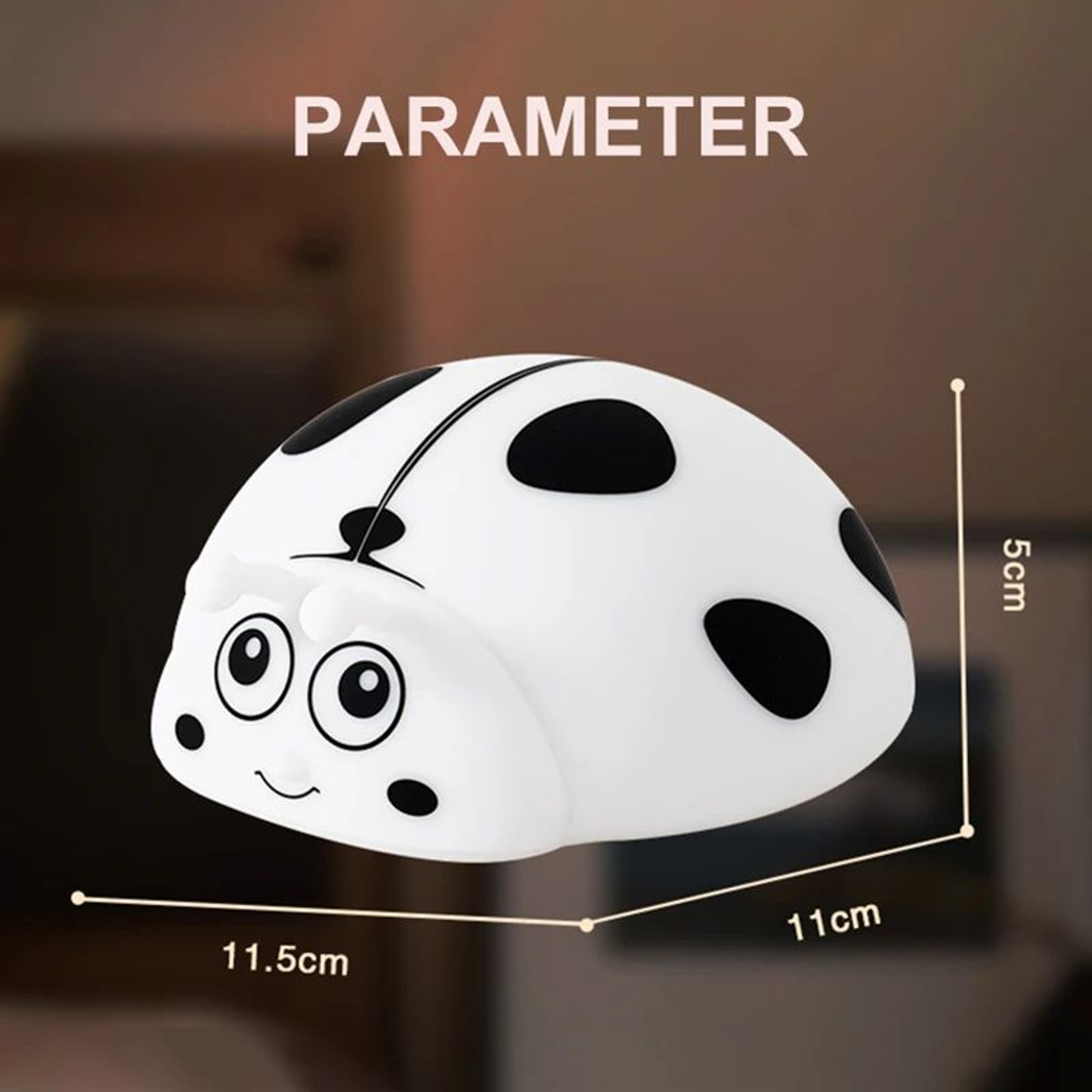 Cute Ladybug Silicone LED Night Light  Touch Control Rechargeable Nursery Bedside Lamp 4