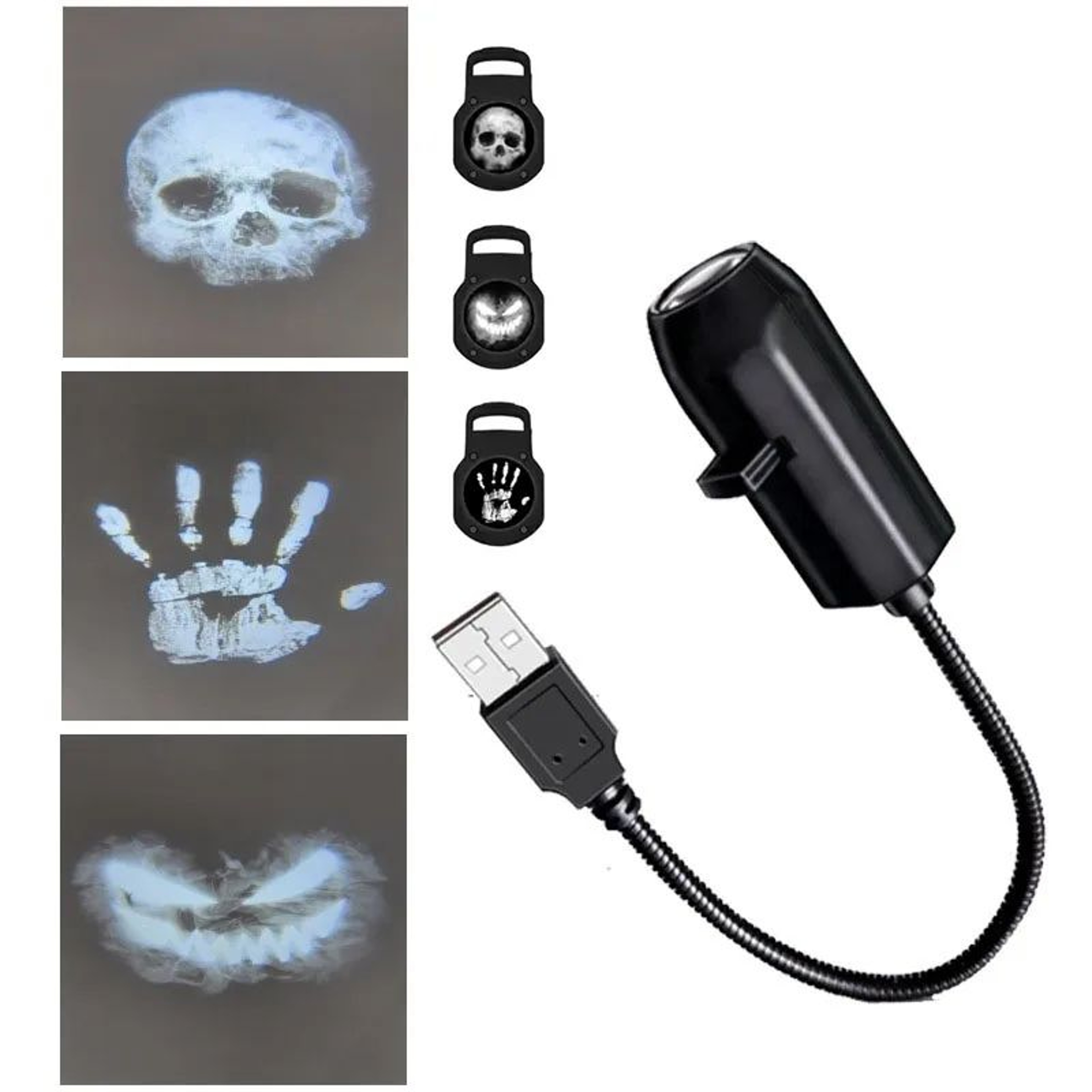 Halloween Skull LED Projector Lamp  Rotating Ghost Scene USB Decorative Night Light 6