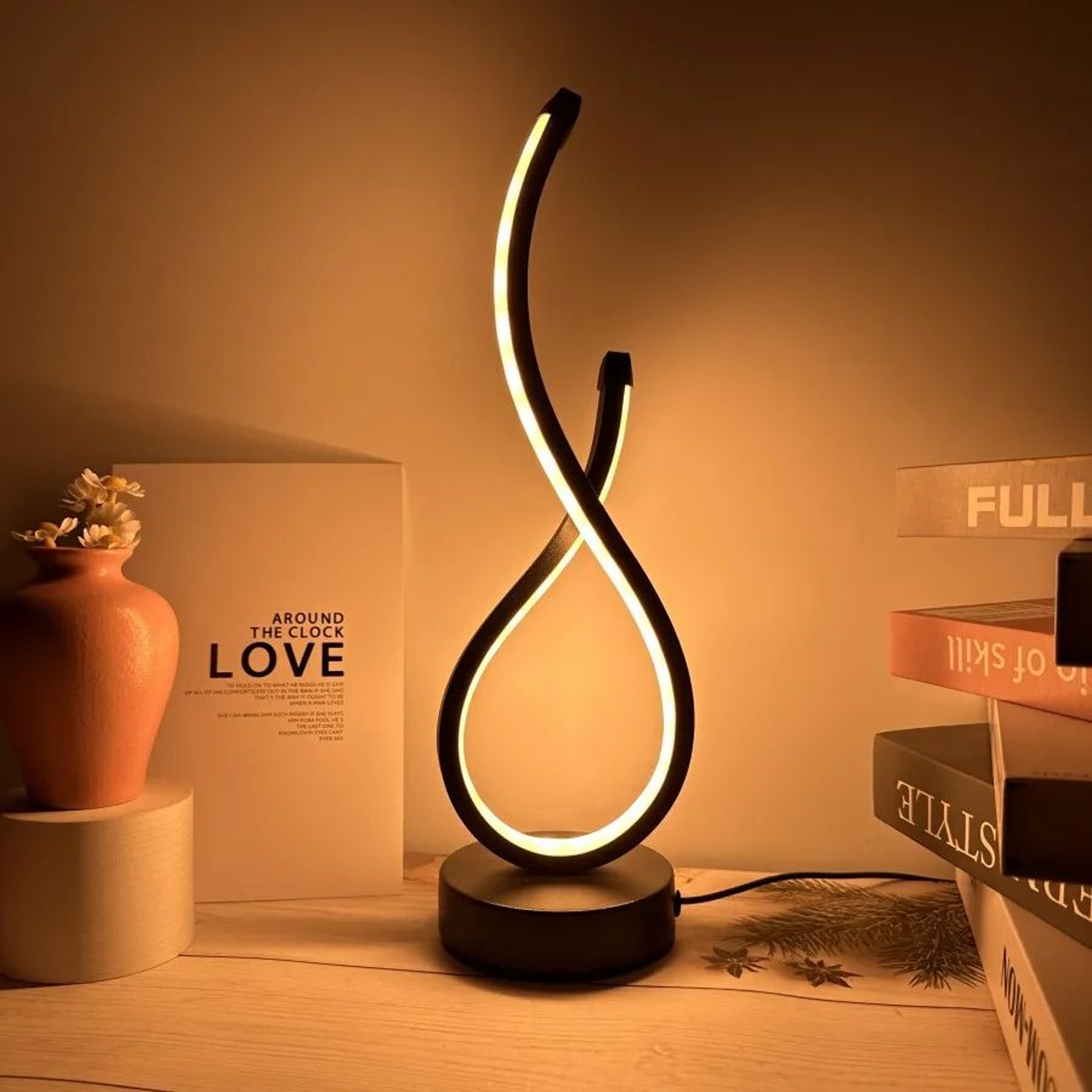 Modern Spiral LED Table Lamp  3 Color Touch Dimmable Bedside  Desk Light 1