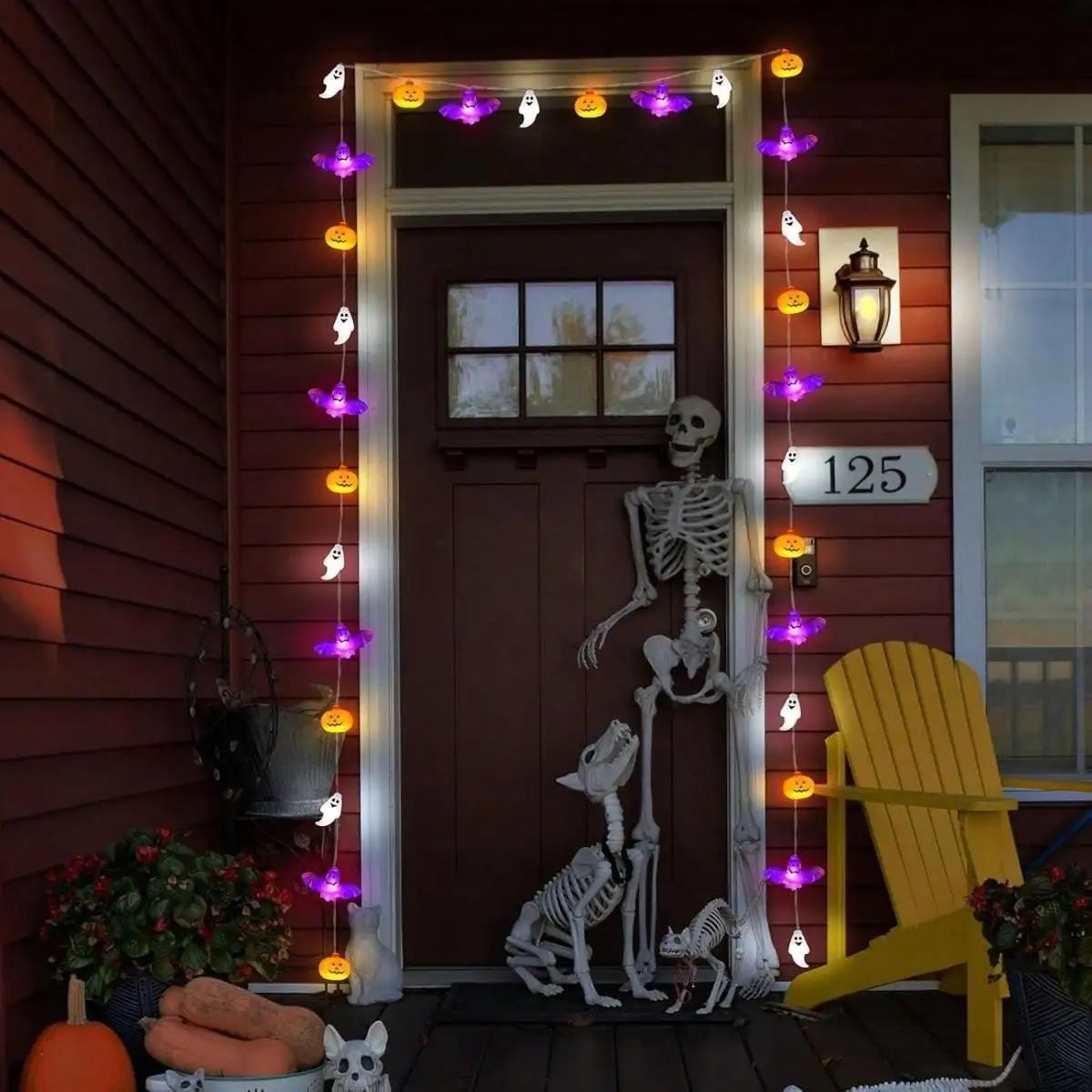 LED Halloween String Lights Battery Powered Bat Ghost  Pumpkin Party Decor Lights 5