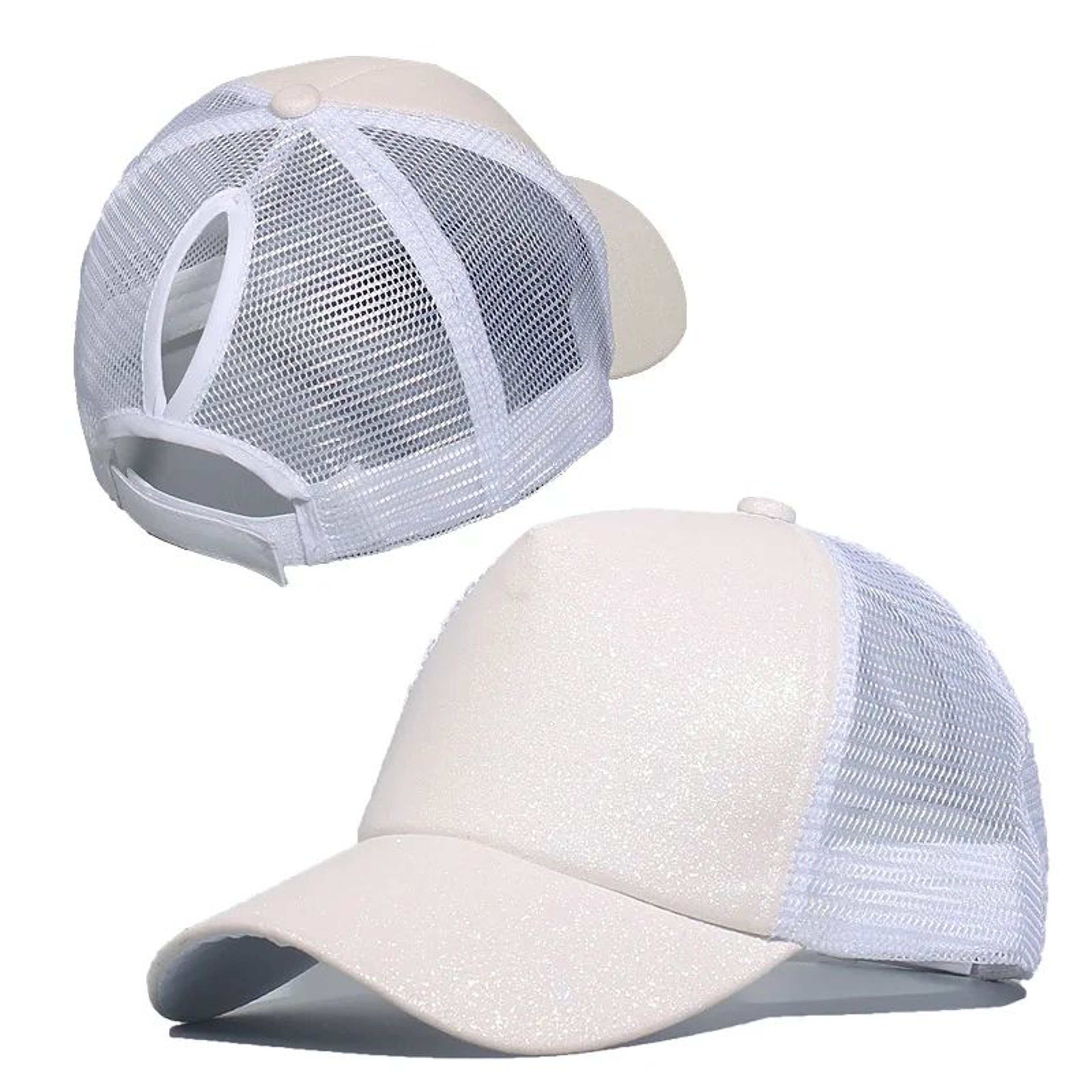 Sequin Ponytail Baseball Cap For Women  Shiny Messy Bun Summer Snapback Hat 7