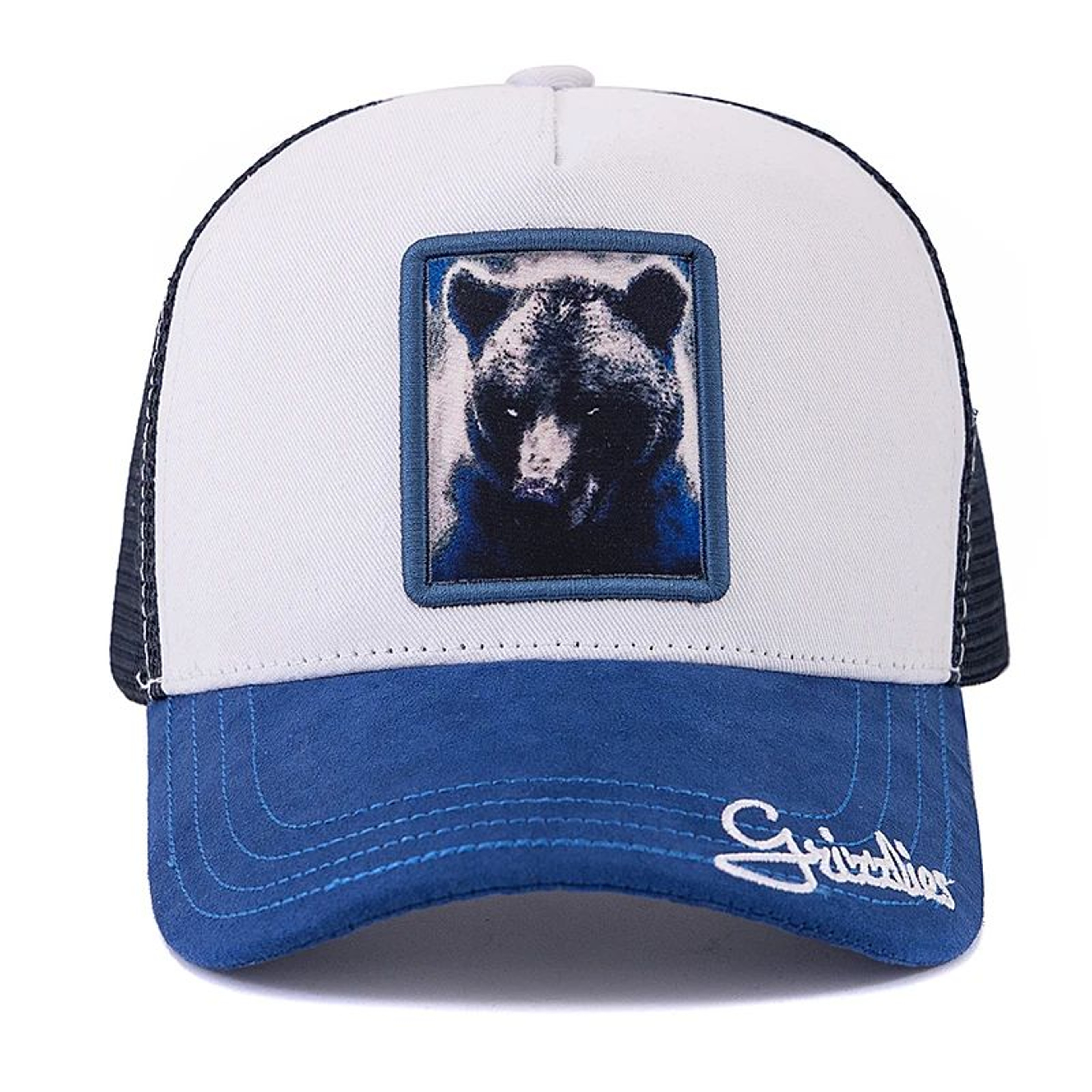 Grizzlies Patch Suede Trucker Hat  Adjustable Animal Baseball Cap For Men  Women 0