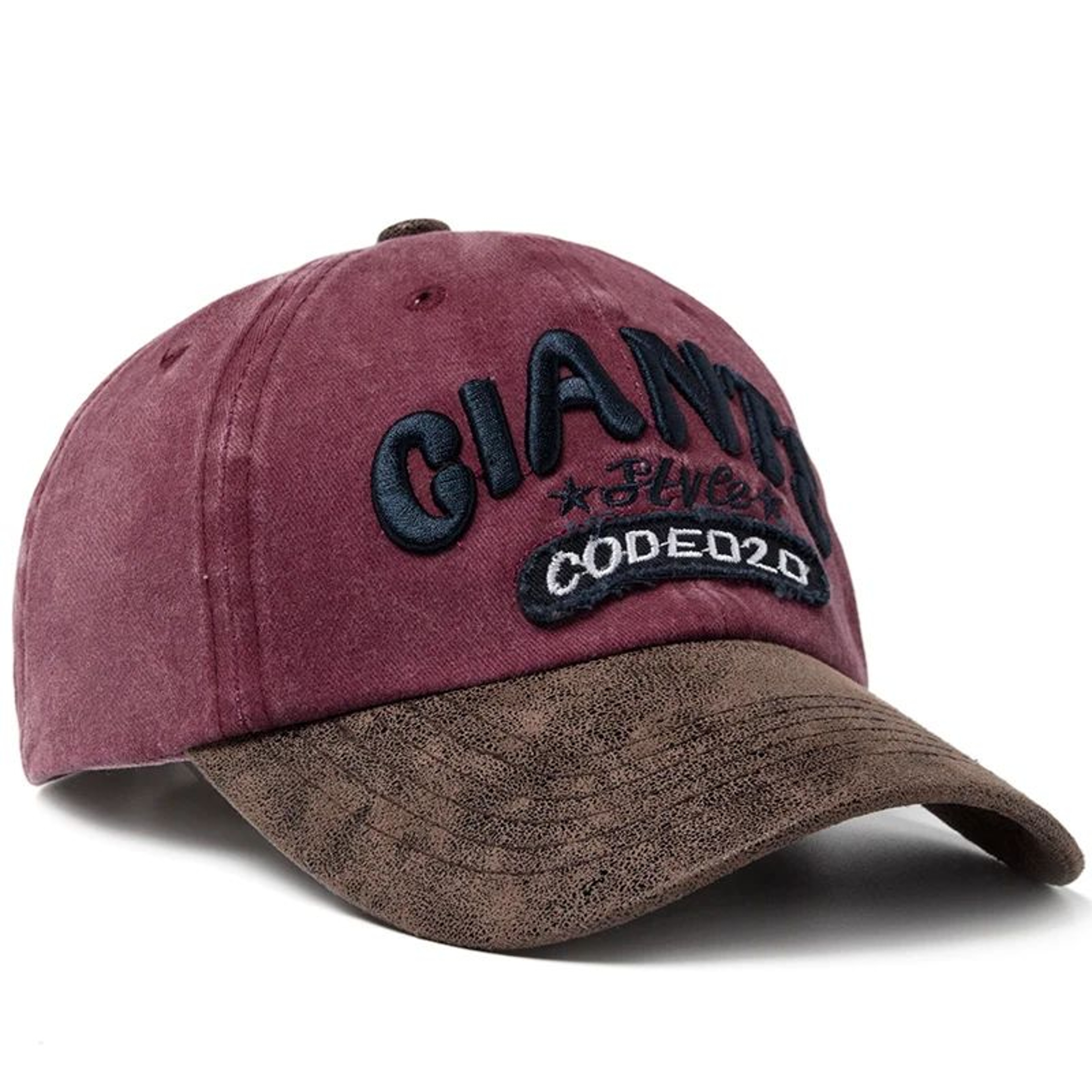 CNTANG PU Leather Letter Embroidered Baseball Cap  Adjustable Casual Sun Visor Hat 0