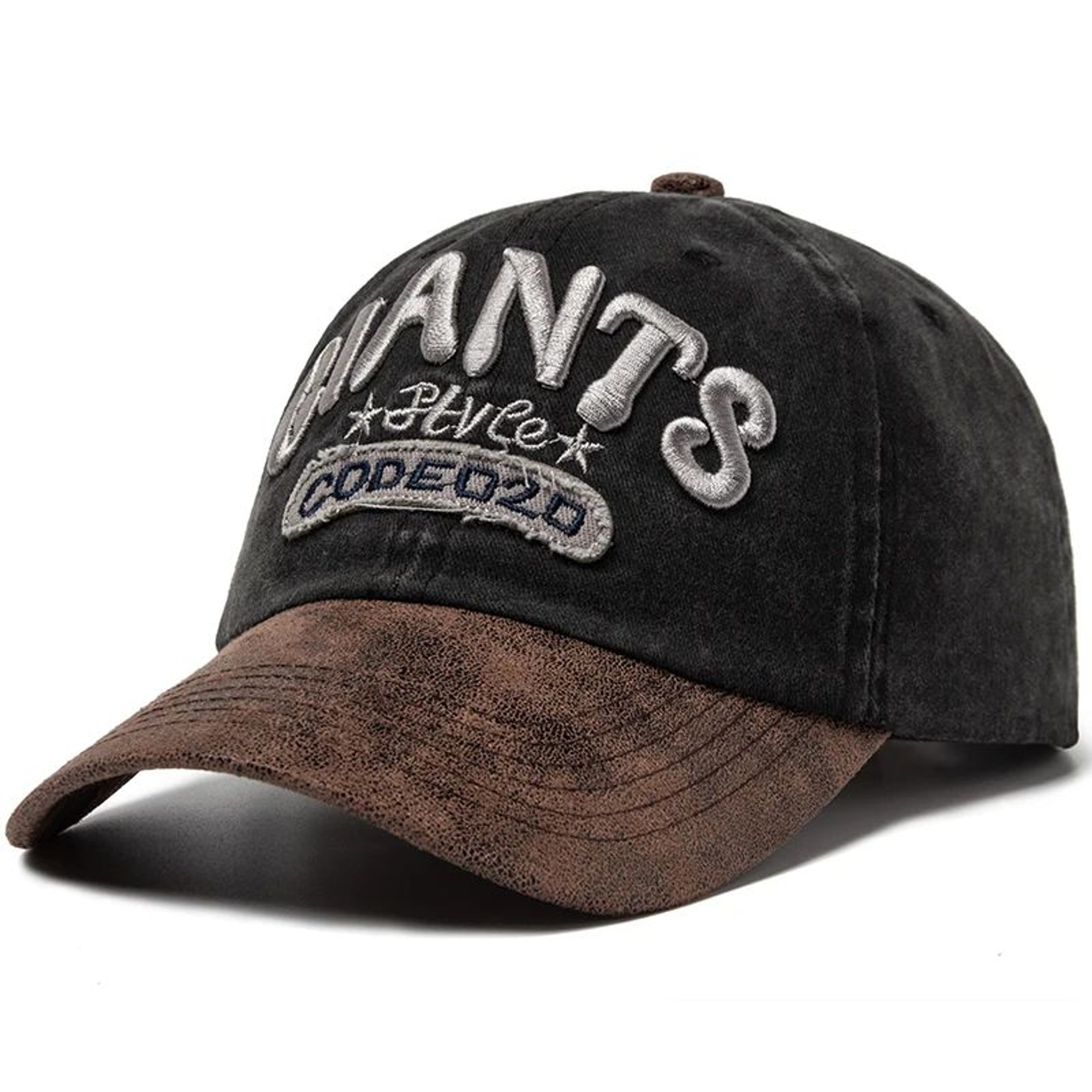 CNTANG PU Leather Letter Embroidered Baseball Cap  Adjustable Casual Sun Visor Hat 4