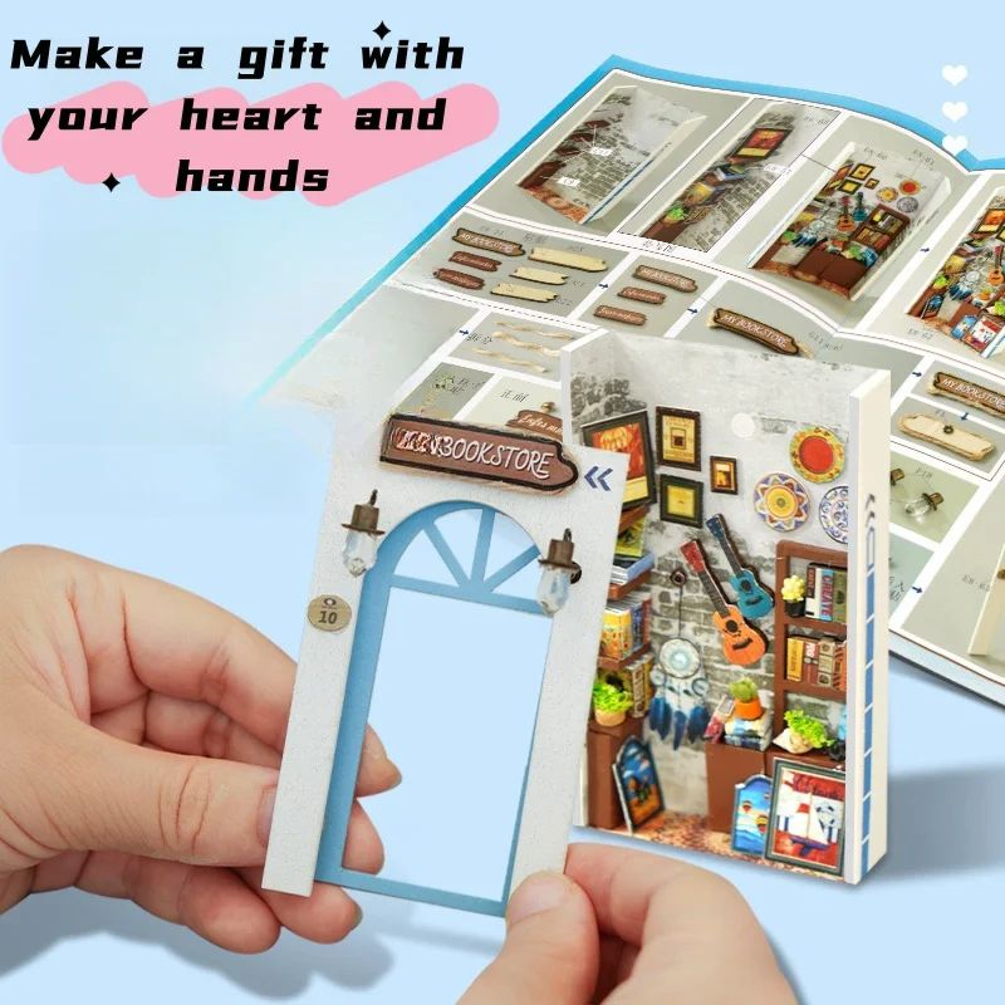 DIY Book Nook Miniature Kit  3D Bookshelf Insert Model Decor 3