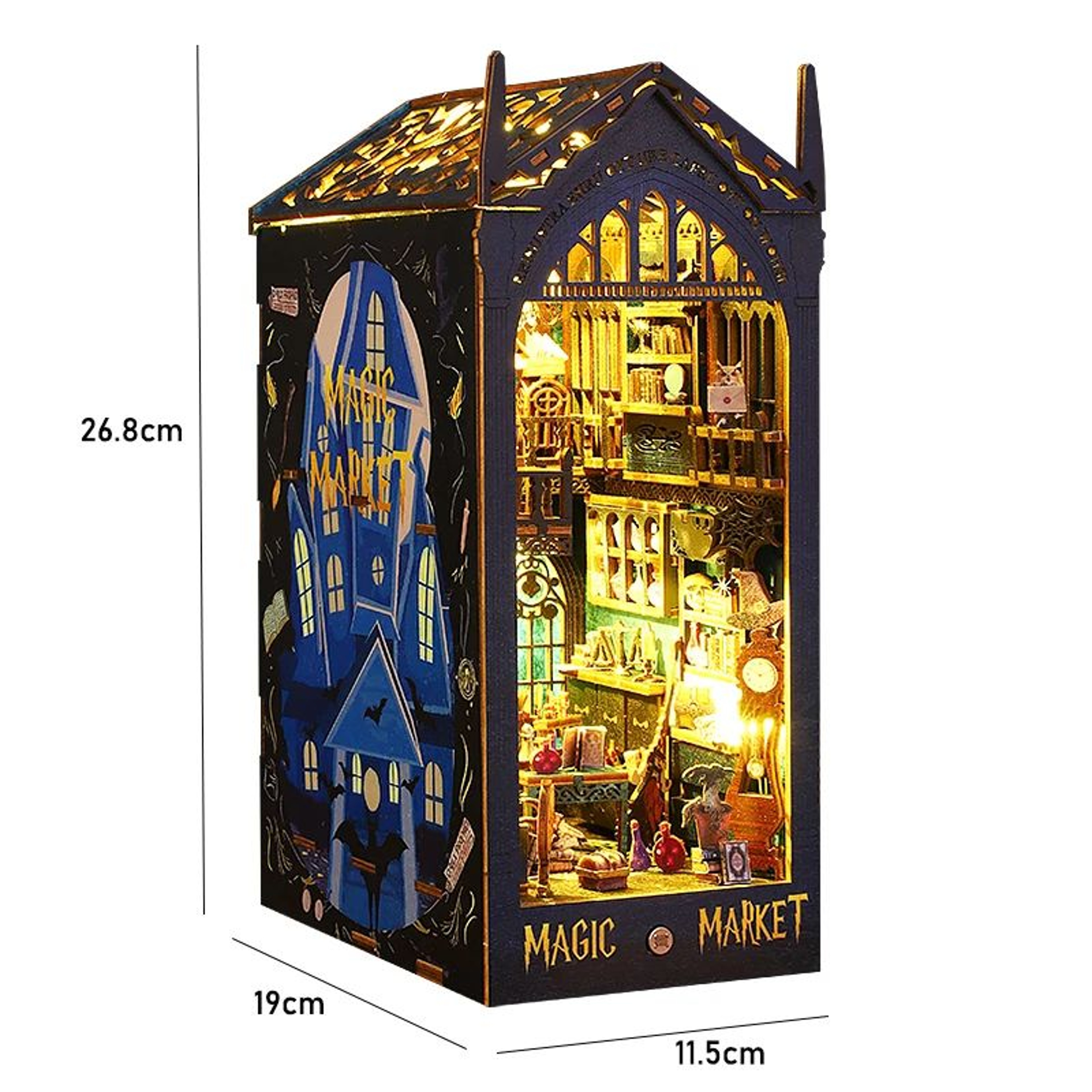DIY Dollhouse Book Nook Kit  Wooden Puzzle Bookshelf Insert Decor 19