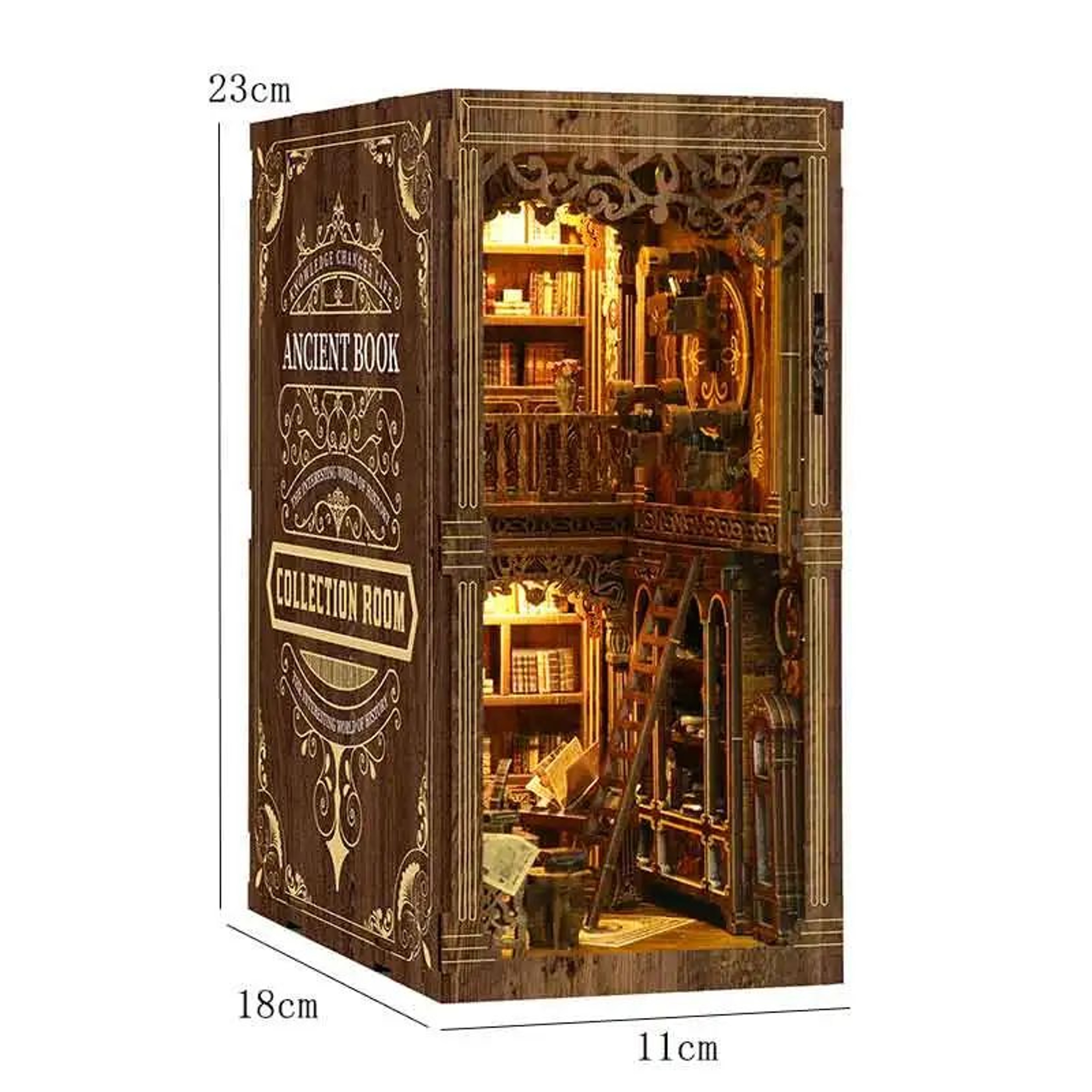 DIY Dollhouse Book Nook Kit  Wooden Puzzle Bookshelf Insert Decor 28