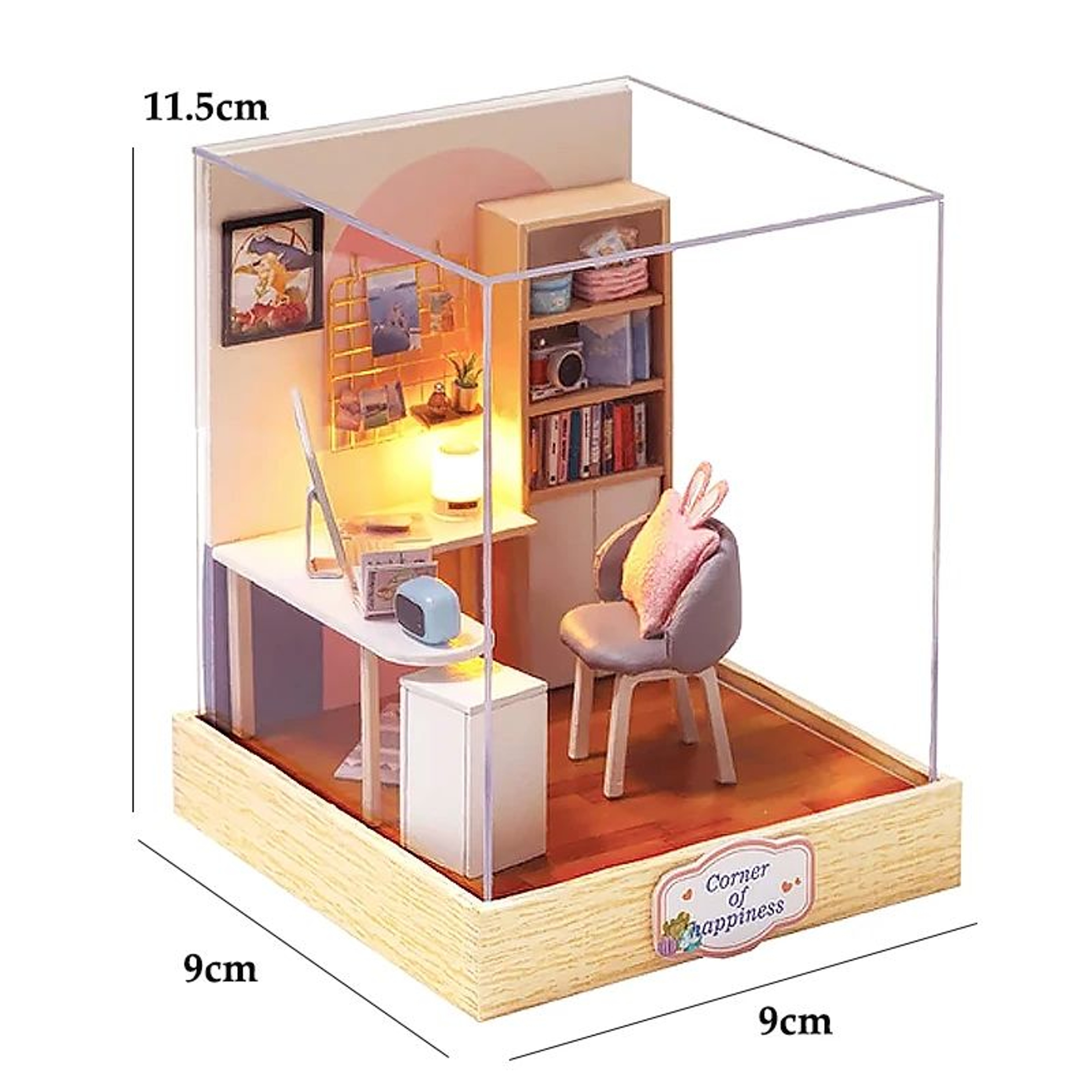 Wooden Flower Garden DIY Book Nook Kit  3D Puzzle Bookshelf Insert With LED Lights 6