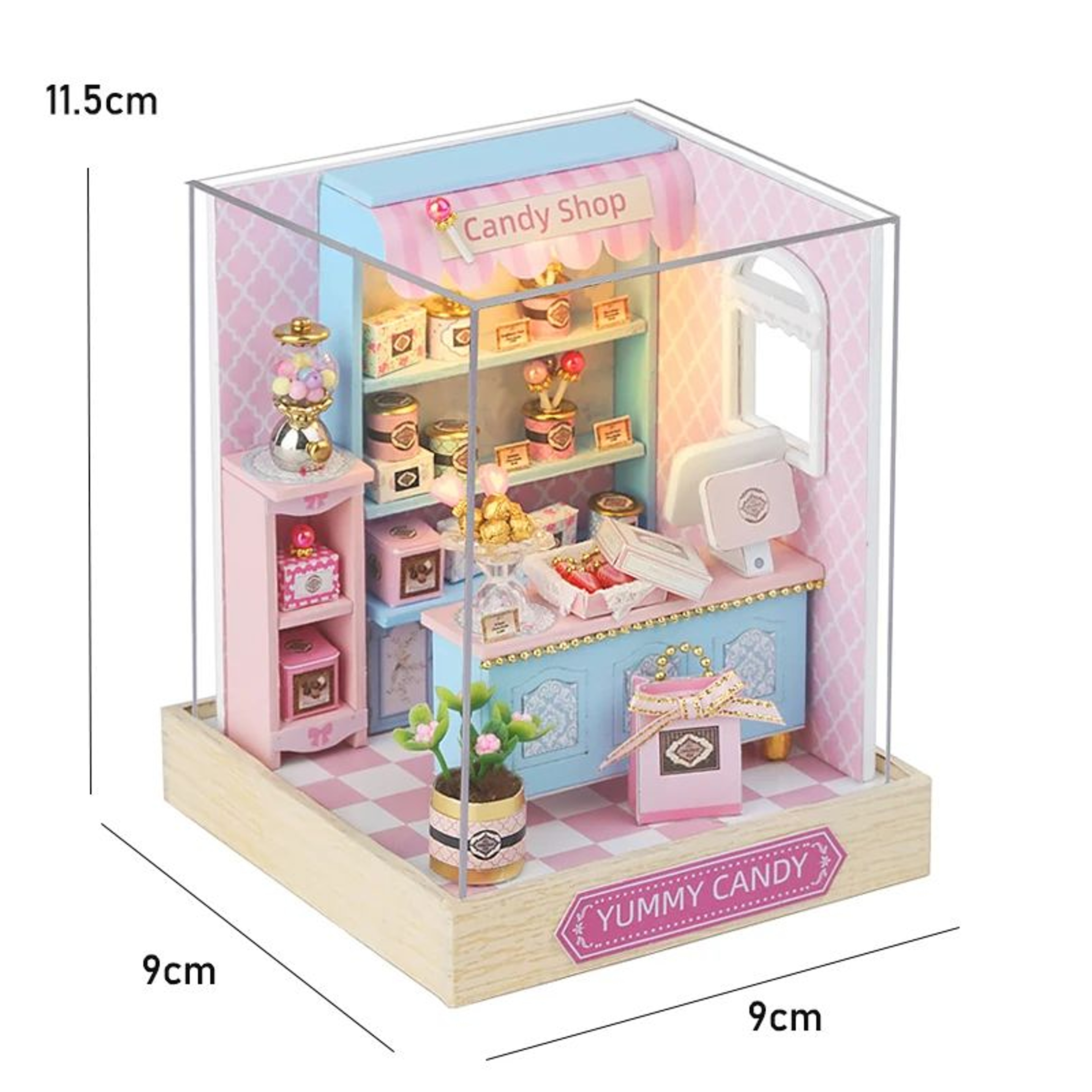 Wooden Flower Garden DIY Book Nook Kit  3D Puzzle Bookshelf Insert With LED Lights 15