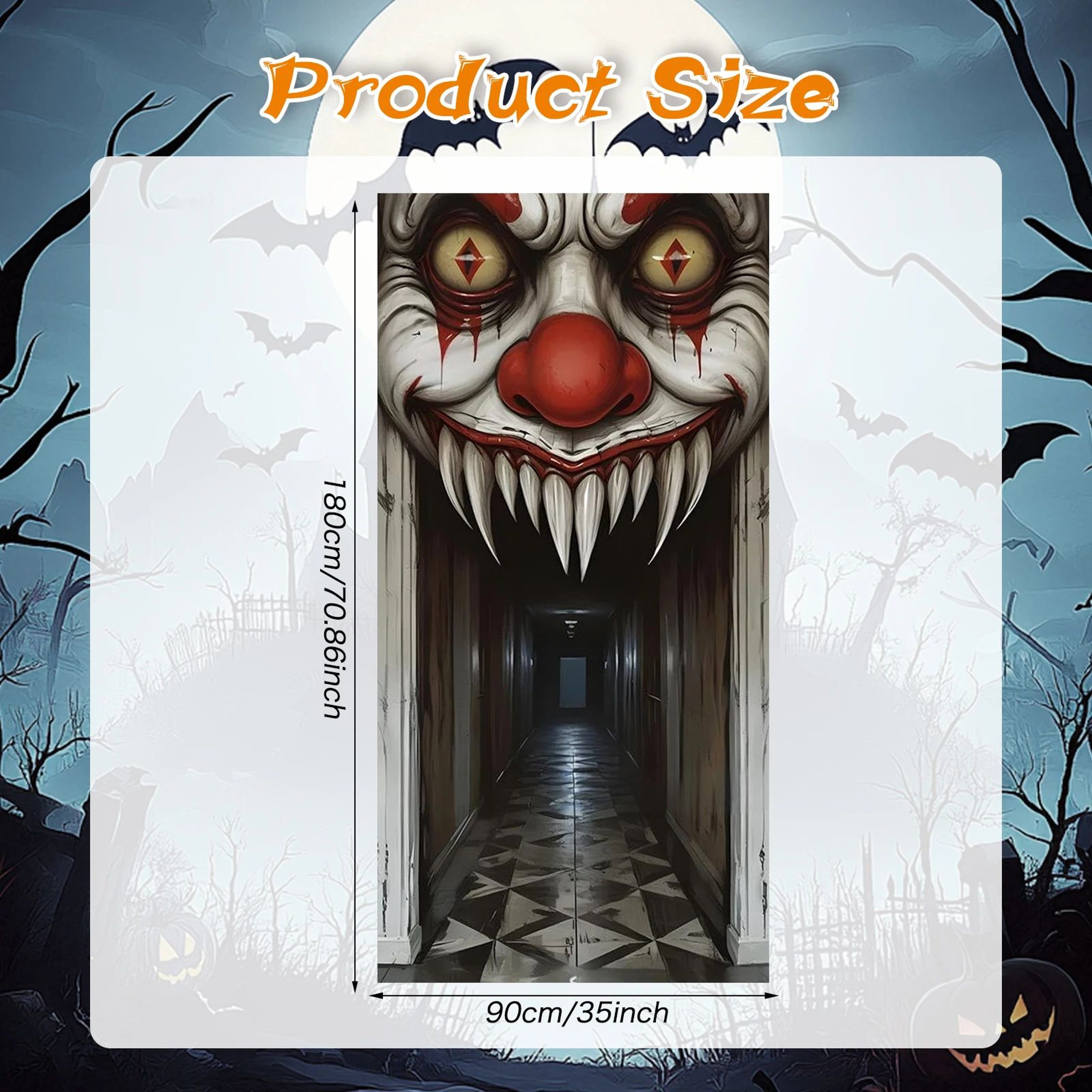 Spooky Witch  Zombie Halloween Door Cover  Haunted House Wall Decoration Banner 5