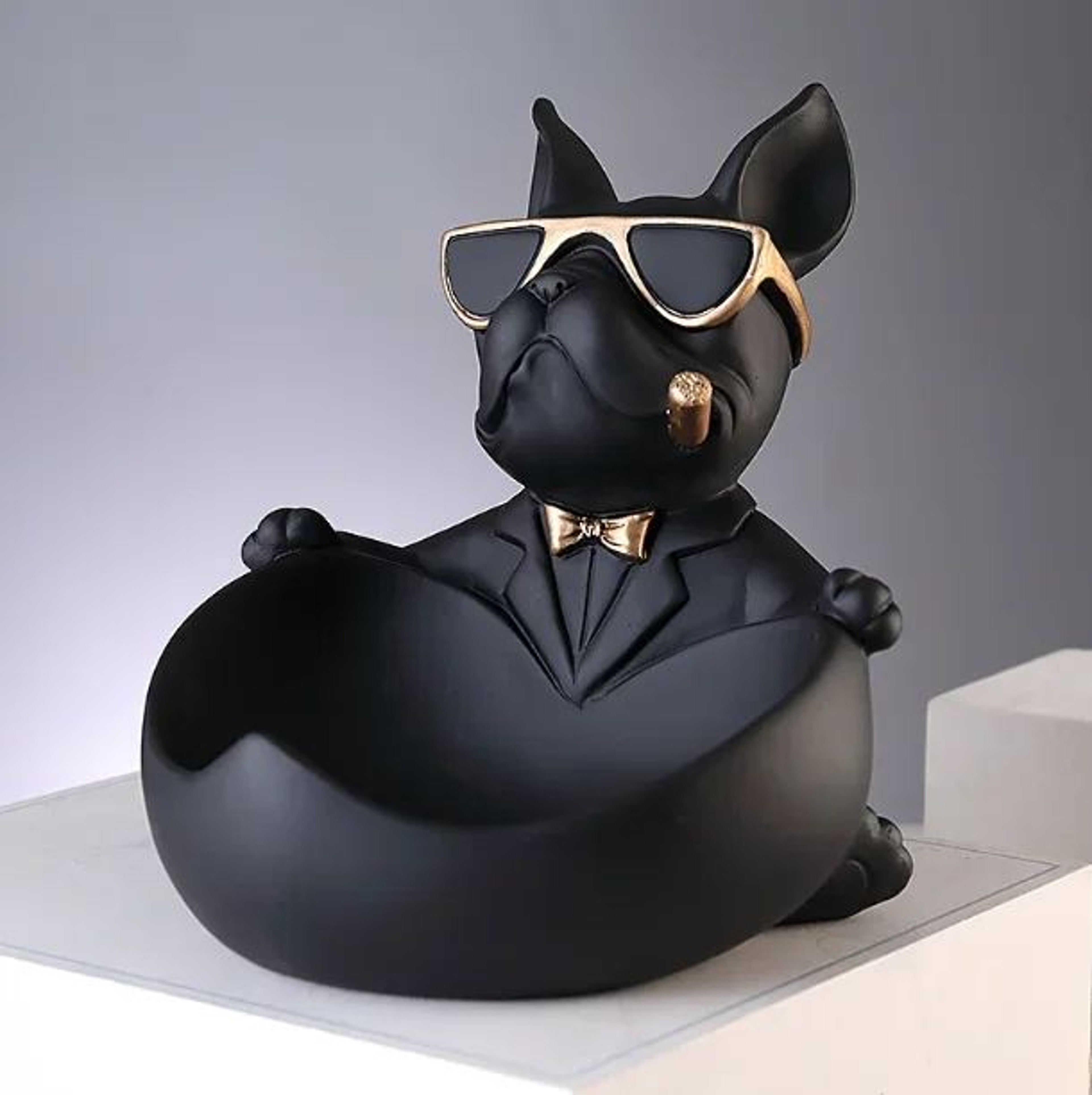 Black Resin Dog Statue Storage Box  Decorative Dog Figurine Organizer For Keys Phone  Candy 6