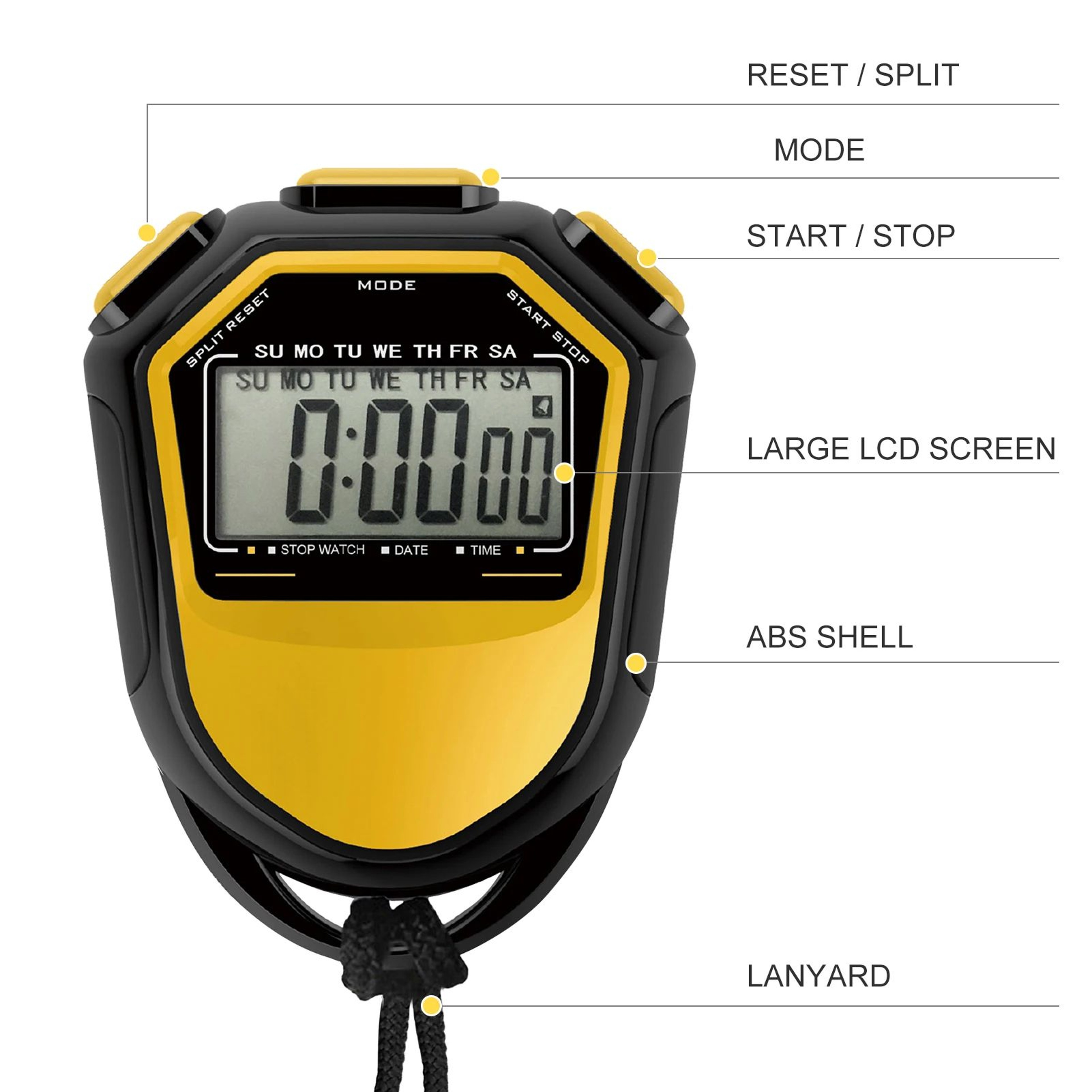 Digital Sports Stopwatch With Large LCD Display  Waterproof Handheld Timer For Training 4