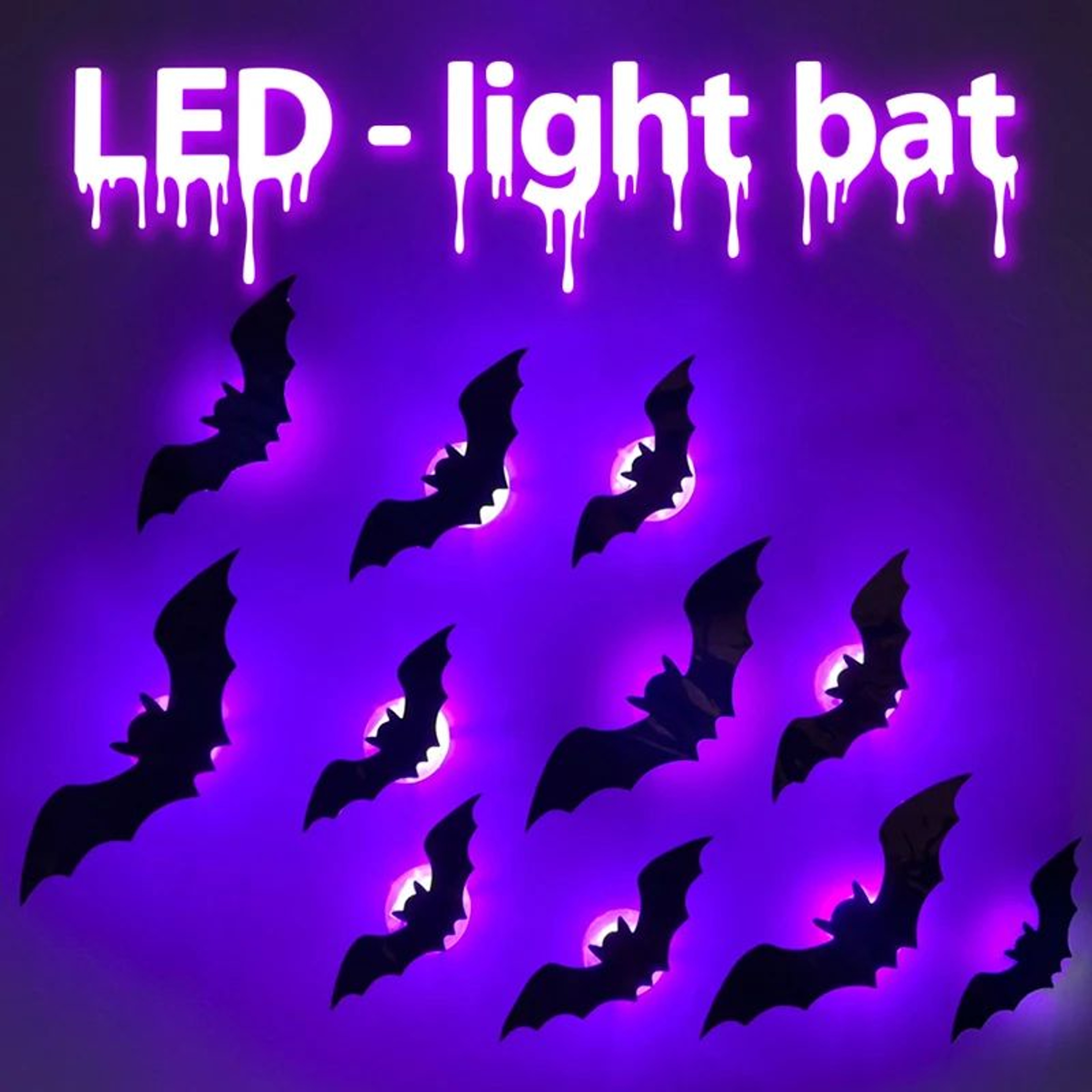 LED GlowintheDark 3D Bat Wall Stickers  Halloween LightUp Bat Decor Set 36pcs 3
