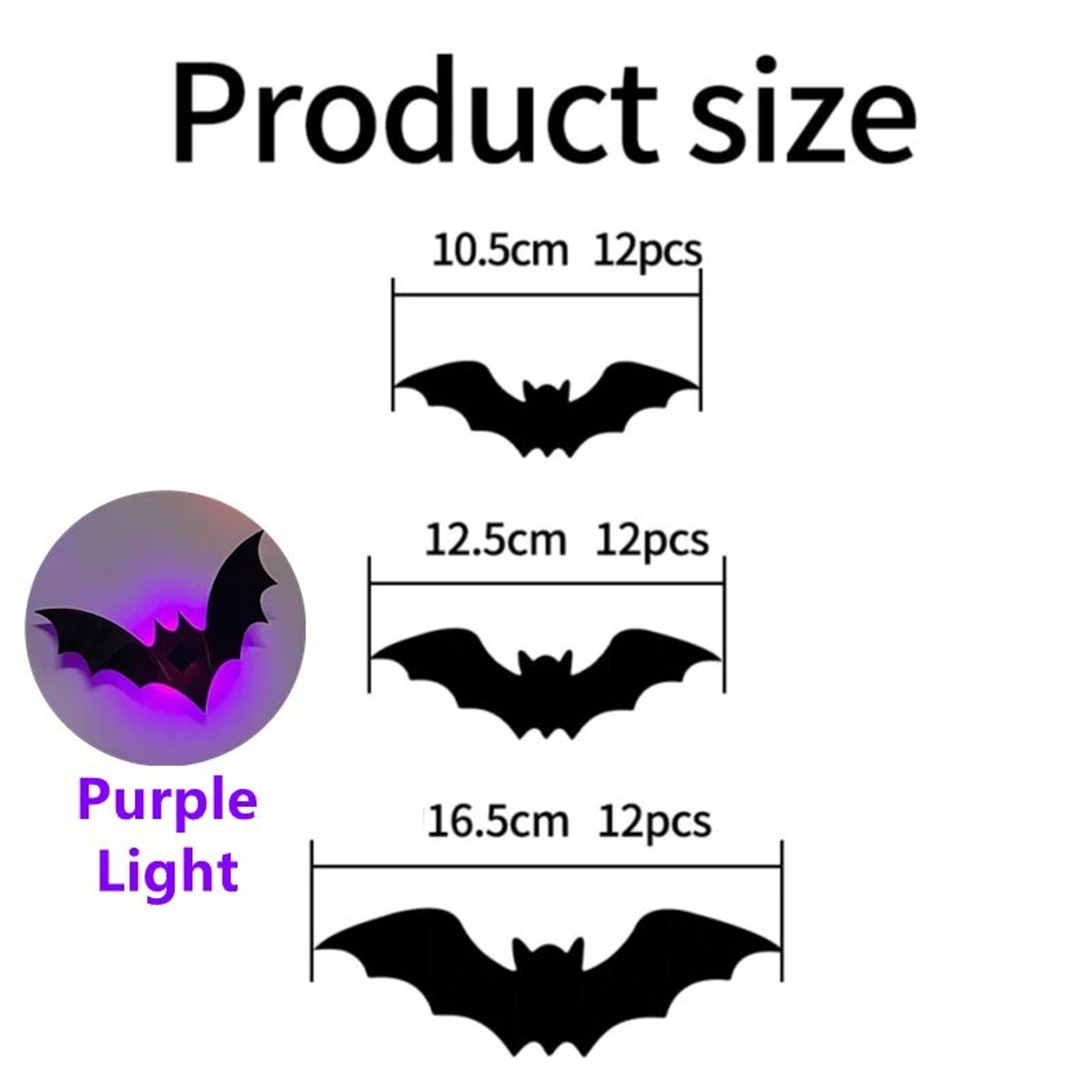LED GlowintheDark 3D Bat Wall Stickers  Halloween LightUp Bat Decor Set 36pcs 10