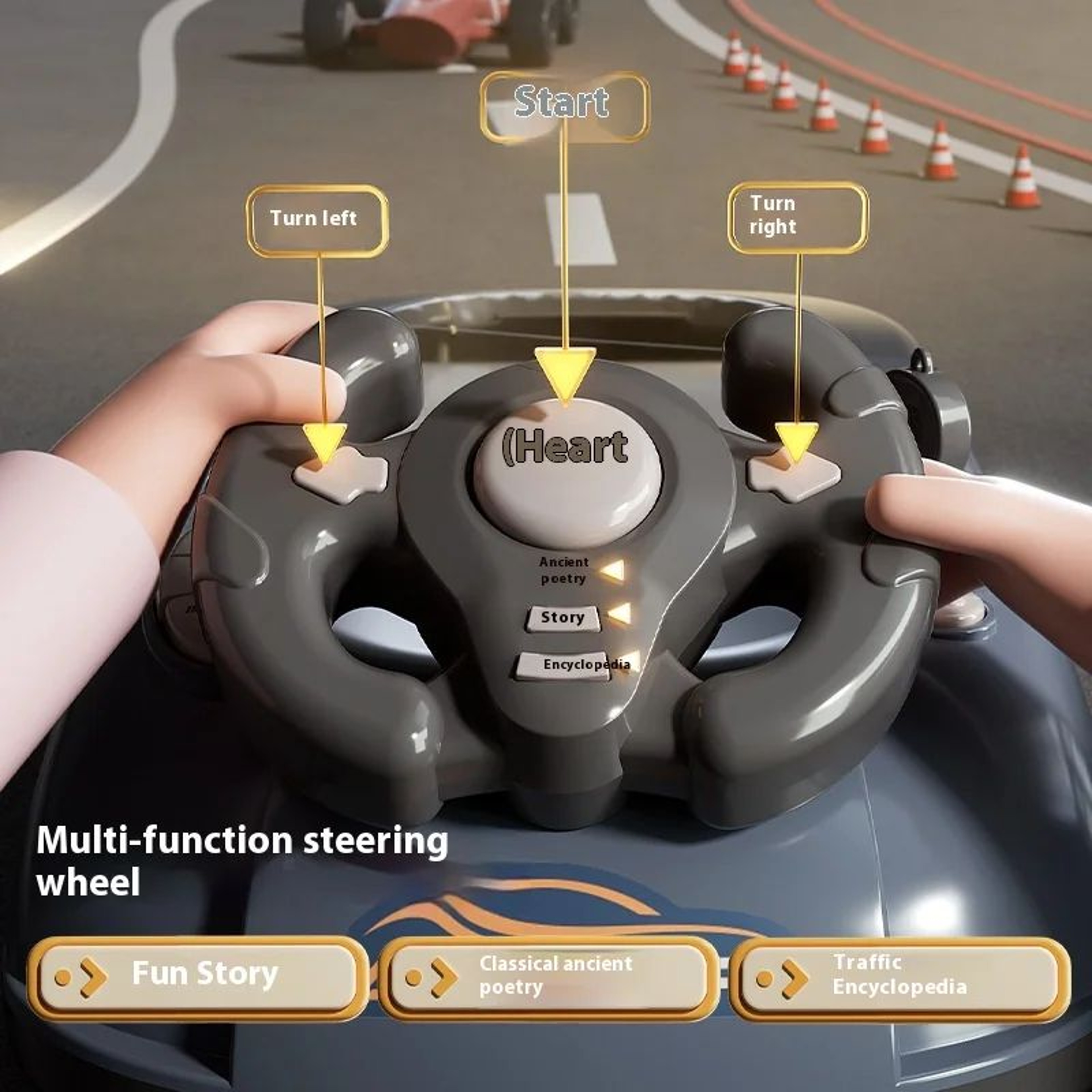 Interactive Kids Steering Wheel Racing Simulator Toy With Sound  Lights Driving Game Console For Ch 0