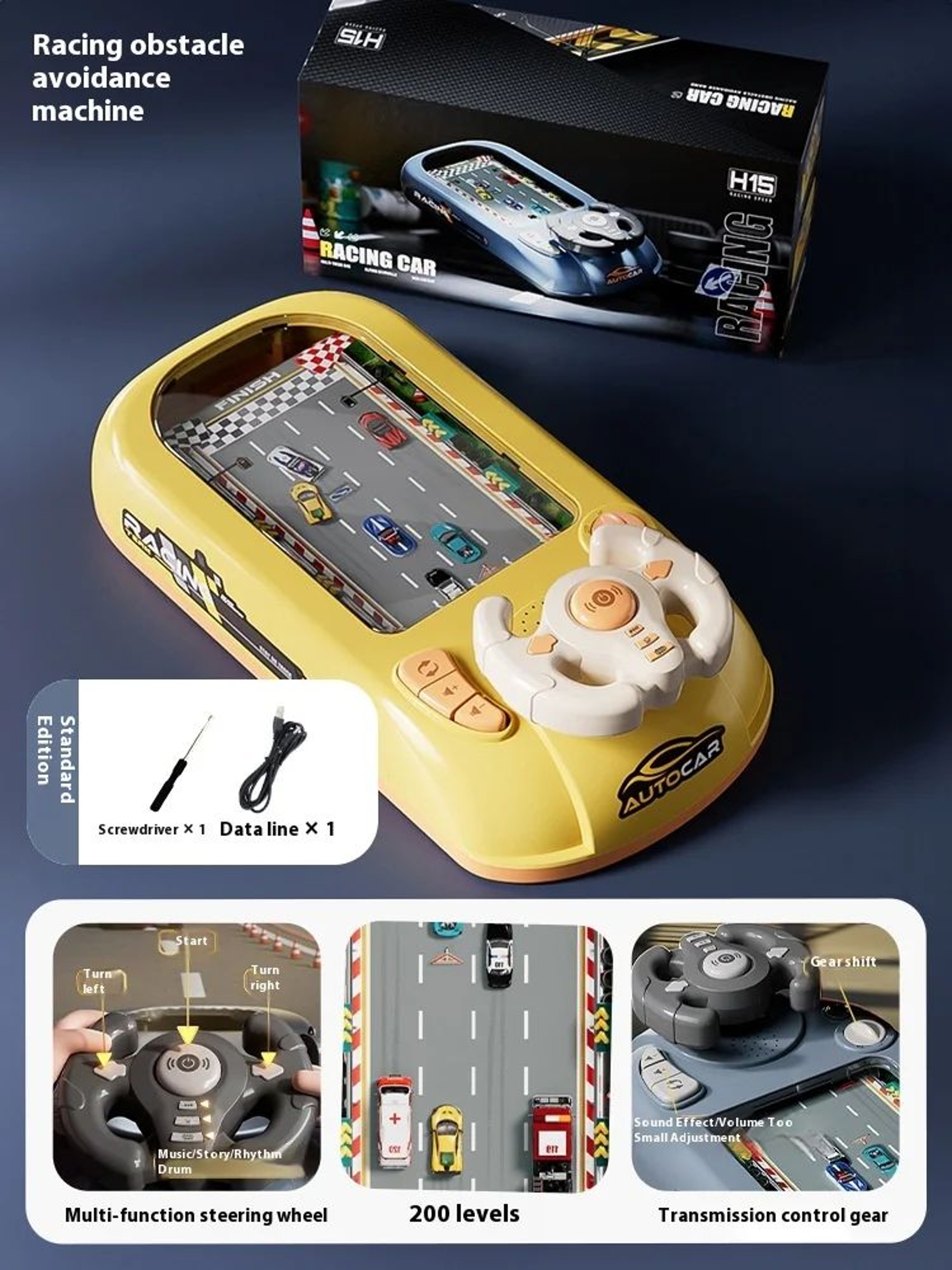 Interactive Kids Steering Wheel Racing Simulator Toy With Sound  Lights Driving Game Console For Ch 7