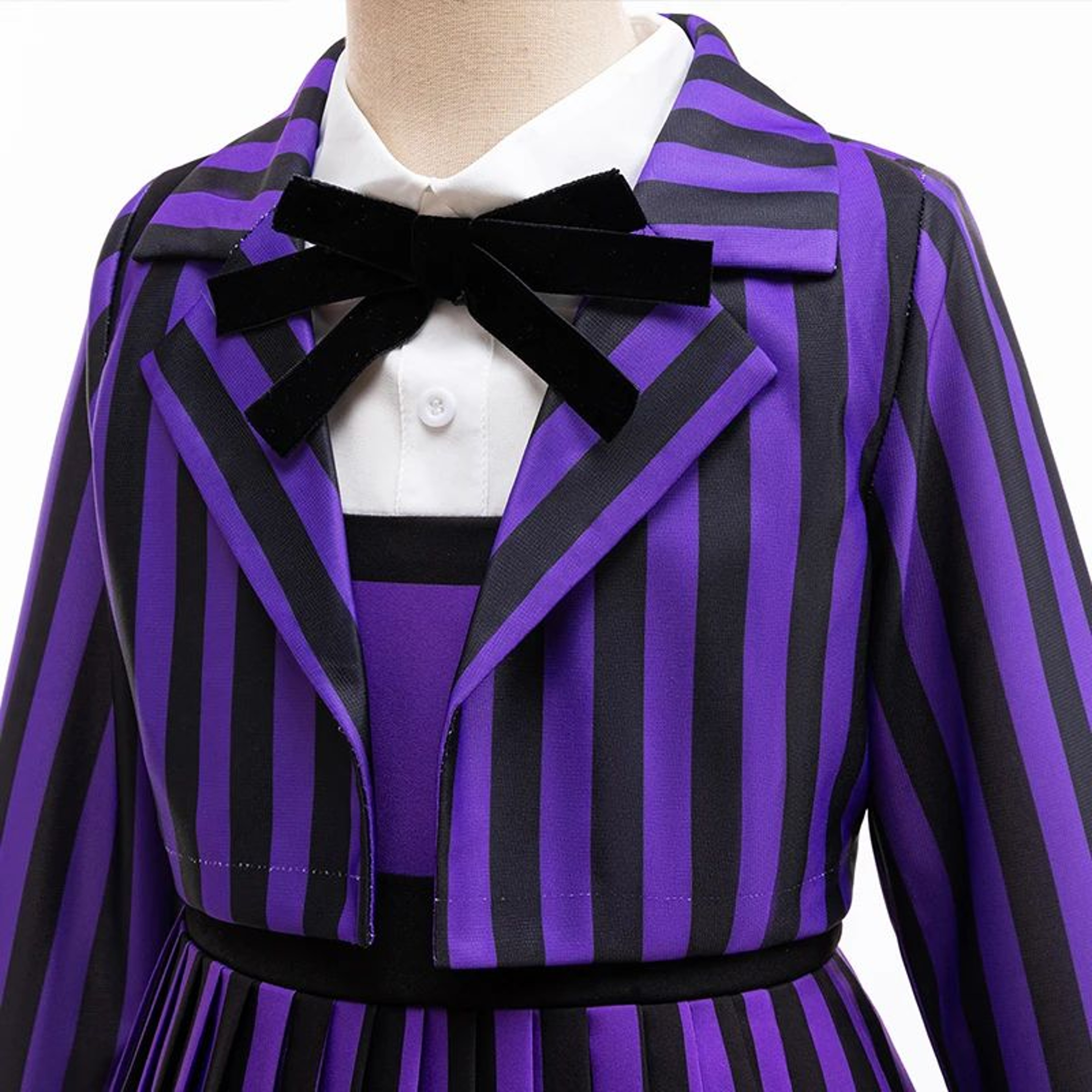 Wednesday Enid Sinclair Girls 2Pcs Cosplay Dress  Kids Striped Party  Halloween Costume Outfit 3