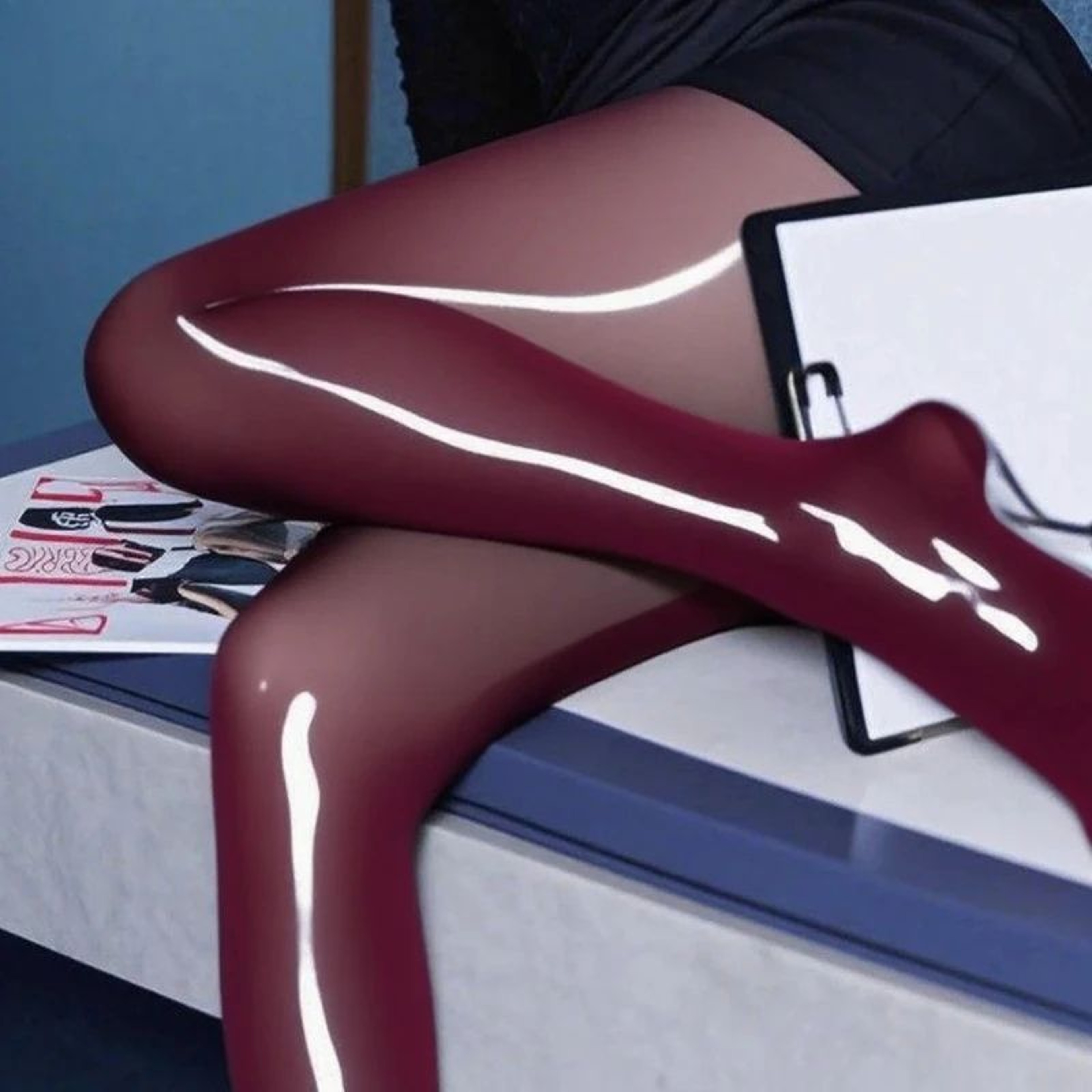 Womens HighWaist Glossy OilShine Pantyhose  Plus Size Sheer Elastic Shiny Tights 1