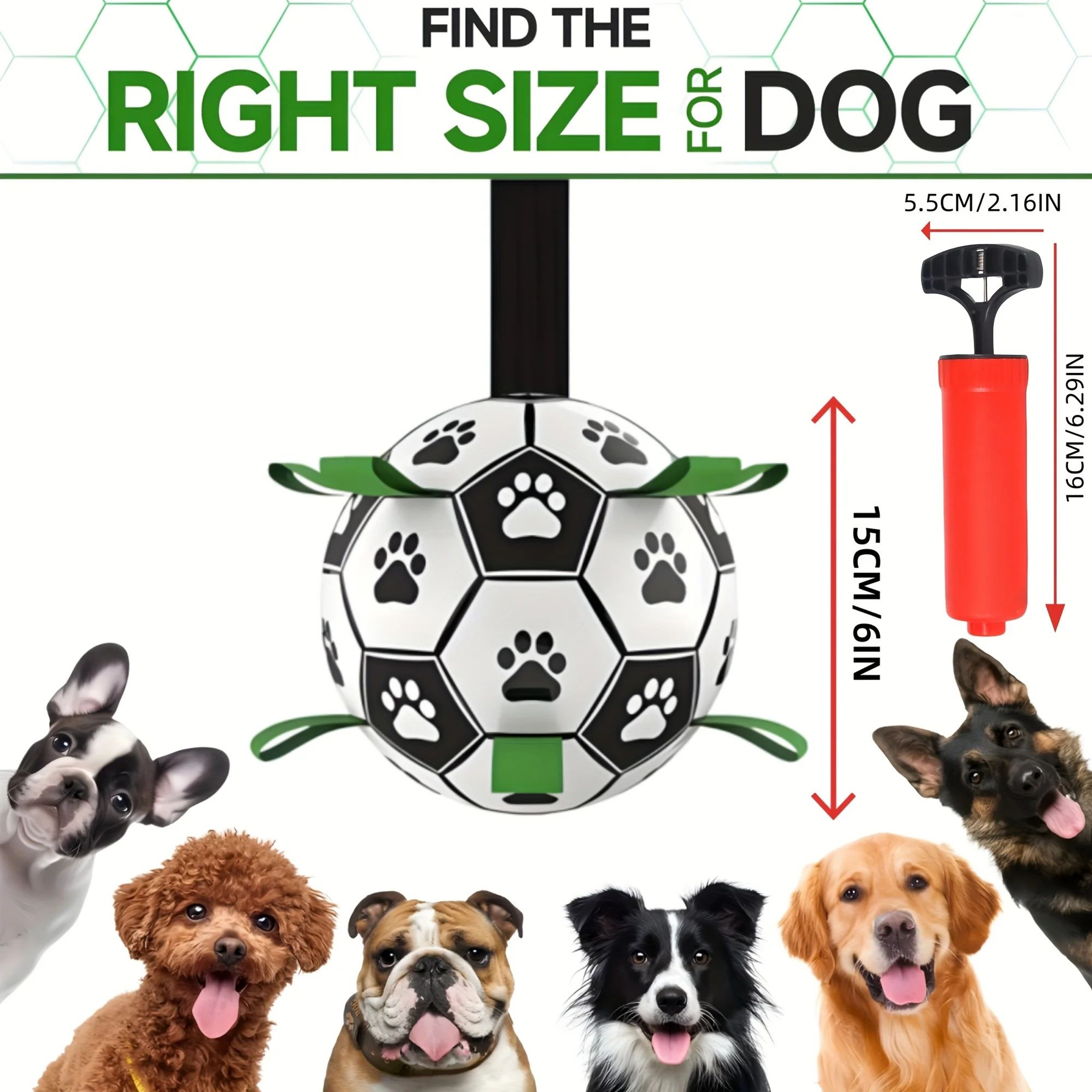 Damaly Interactive Dog Soccer Ball Toy With Grip Ring  Durable BiteResistant Fetch  Training Ball F 1