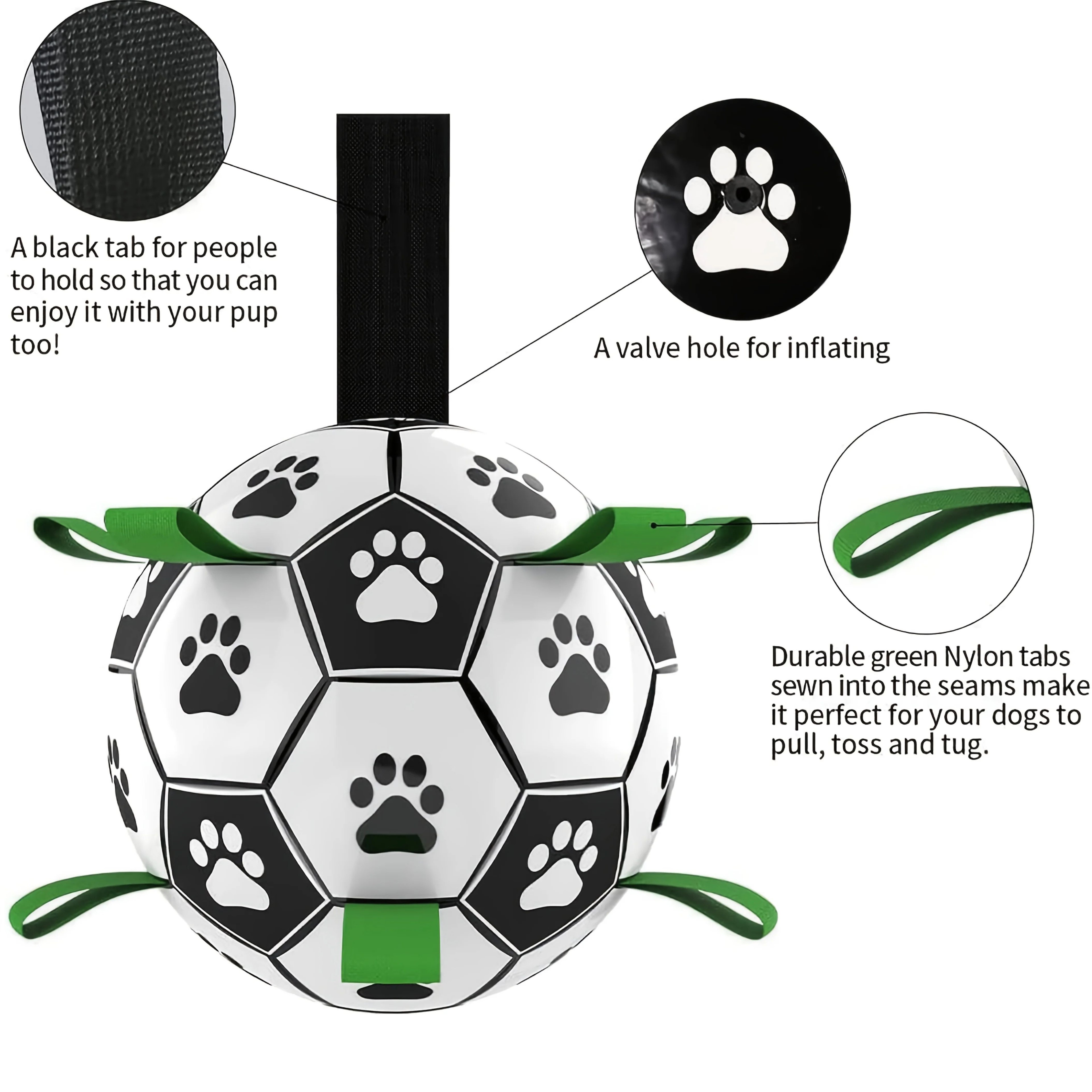 Damaly Interactive Dog Soccer Ball Toy With Grip Ring  Durable BiteResistant Fetch  Training Ball F 5