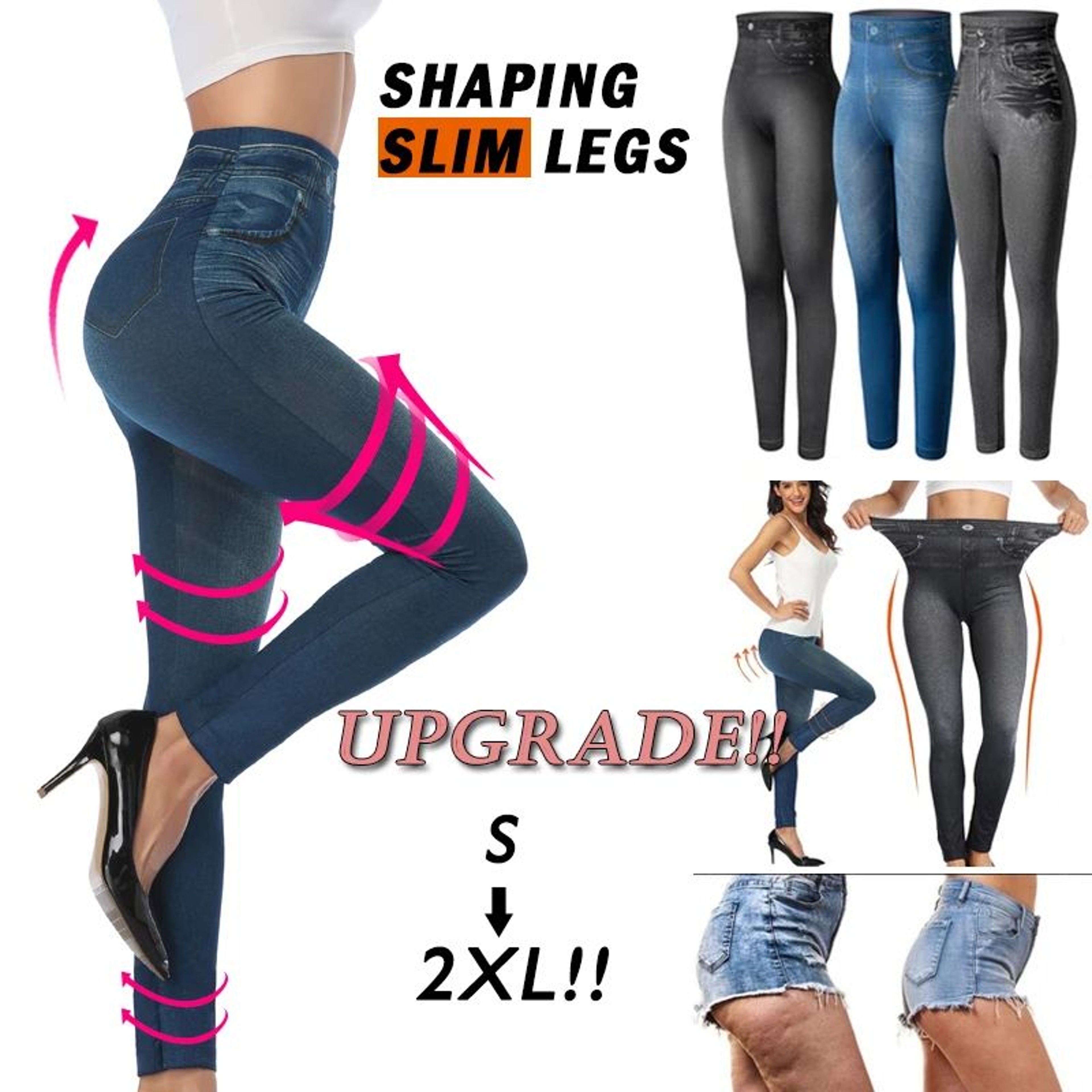 Miss Moly High Waist Faux Denim Jeggings  Womens Slim Fit Stretch Jean Leggings 1