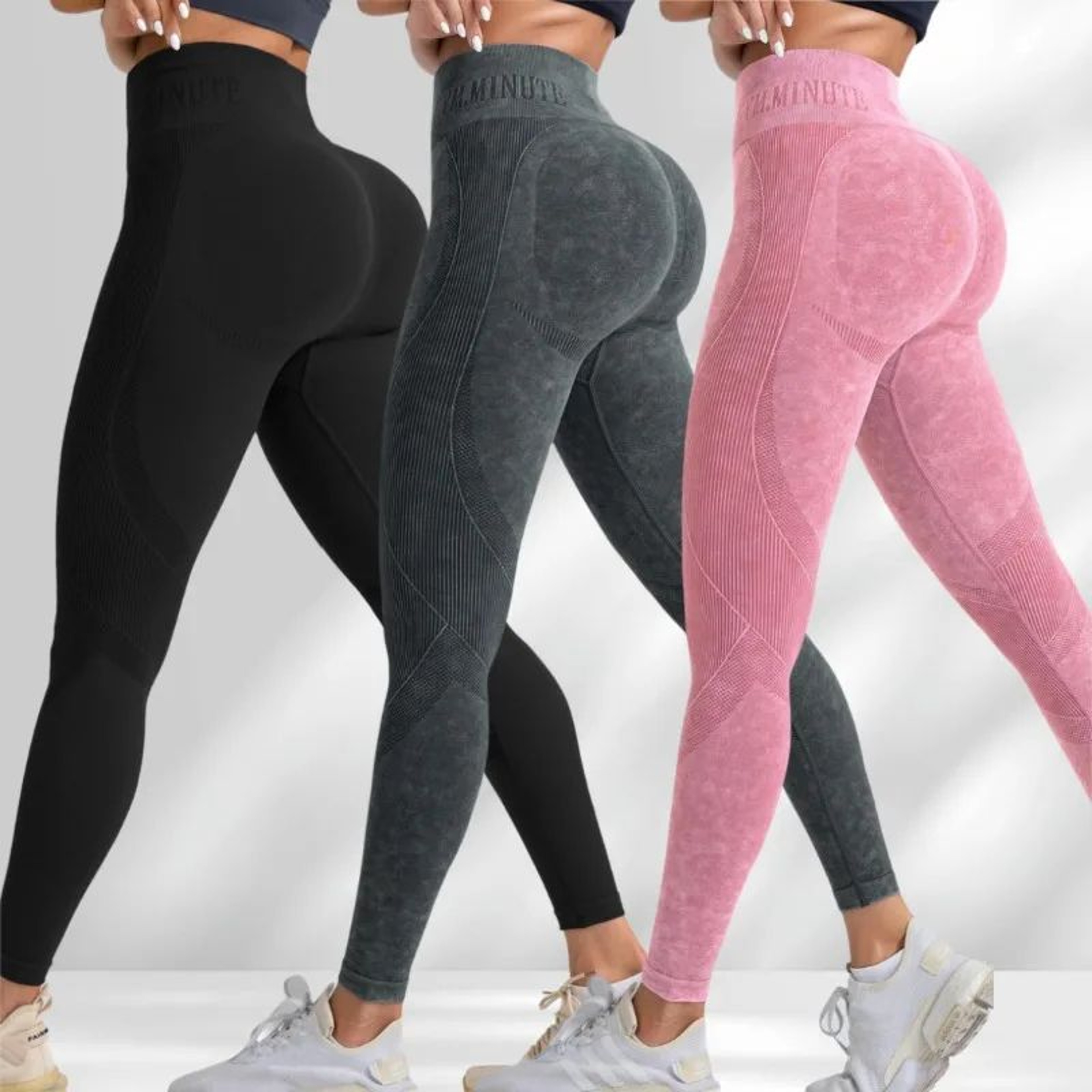 Seamless High Waist Booty Lift Gym Leggings  Womens Sand Washed Yoga Workout Pants 0