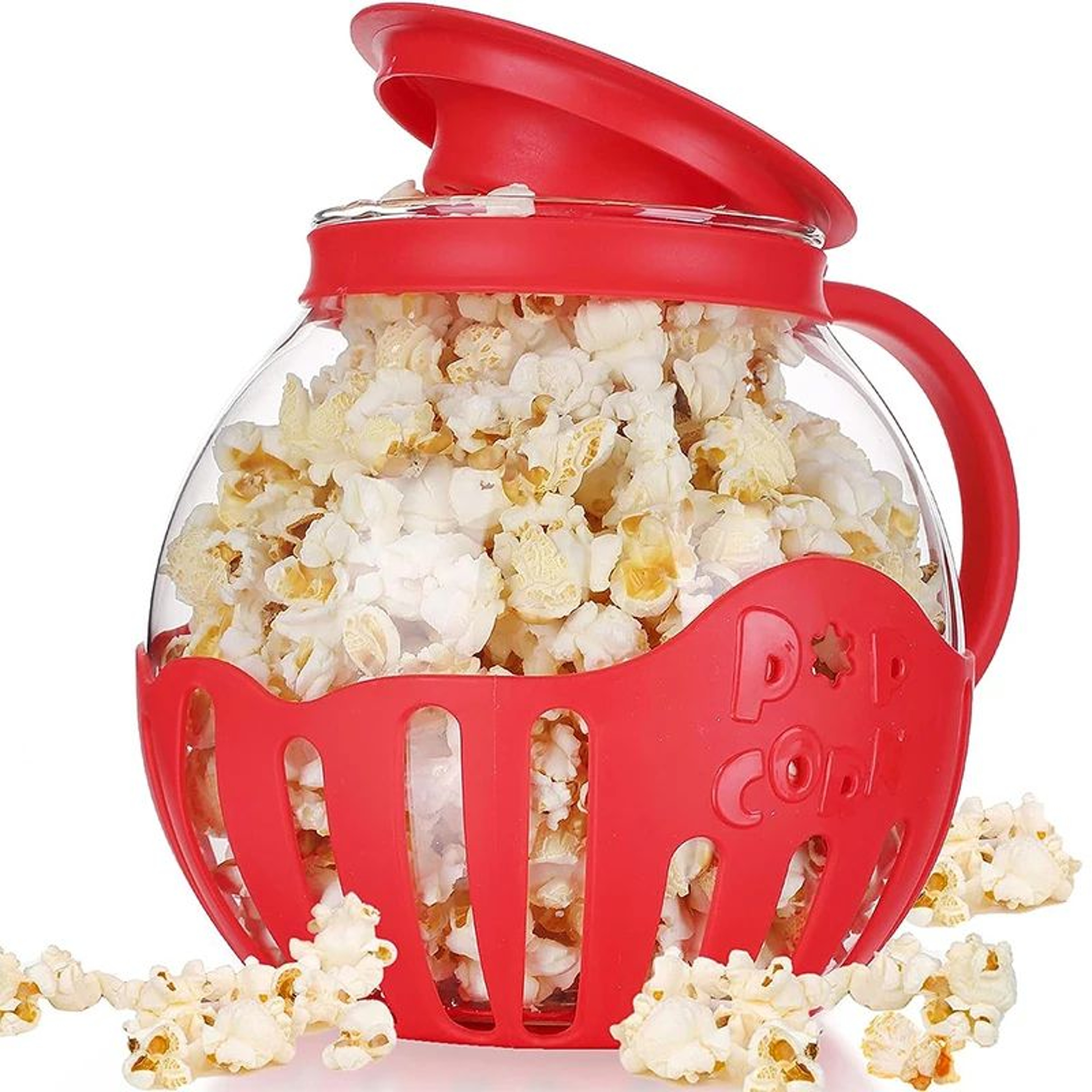 225QT Borosilicate Glass Microwave Popcorn Popper With Silicone Lid  OilFree Popcorn Maker 0