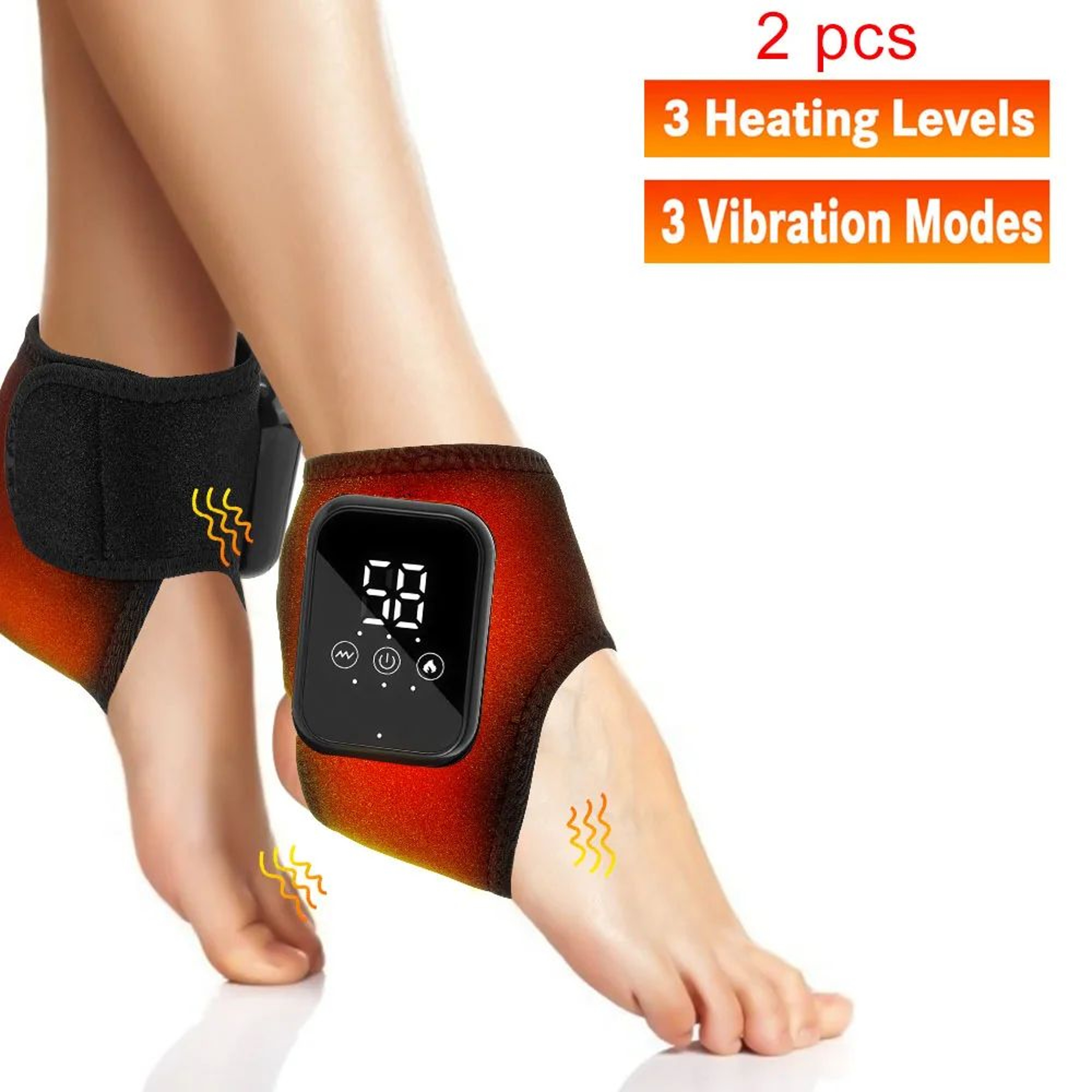 Rechargeable Heated Ankle Brace Massager With Vibration  Adjustable Compression Support 7