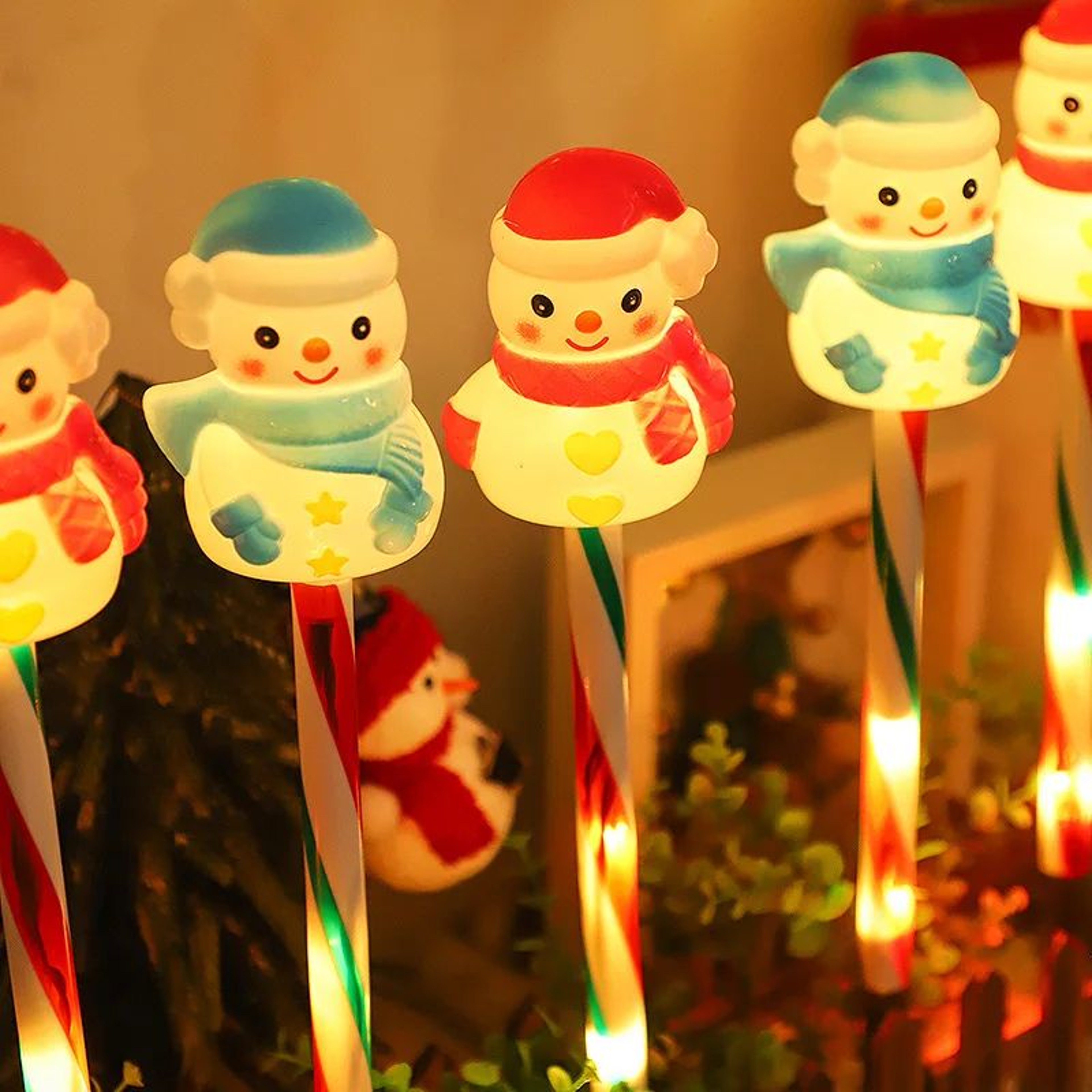 Solar Christmas Santa  Snowman Garden Lantern Light  Outdoor Lawn Holiday Decoration 2